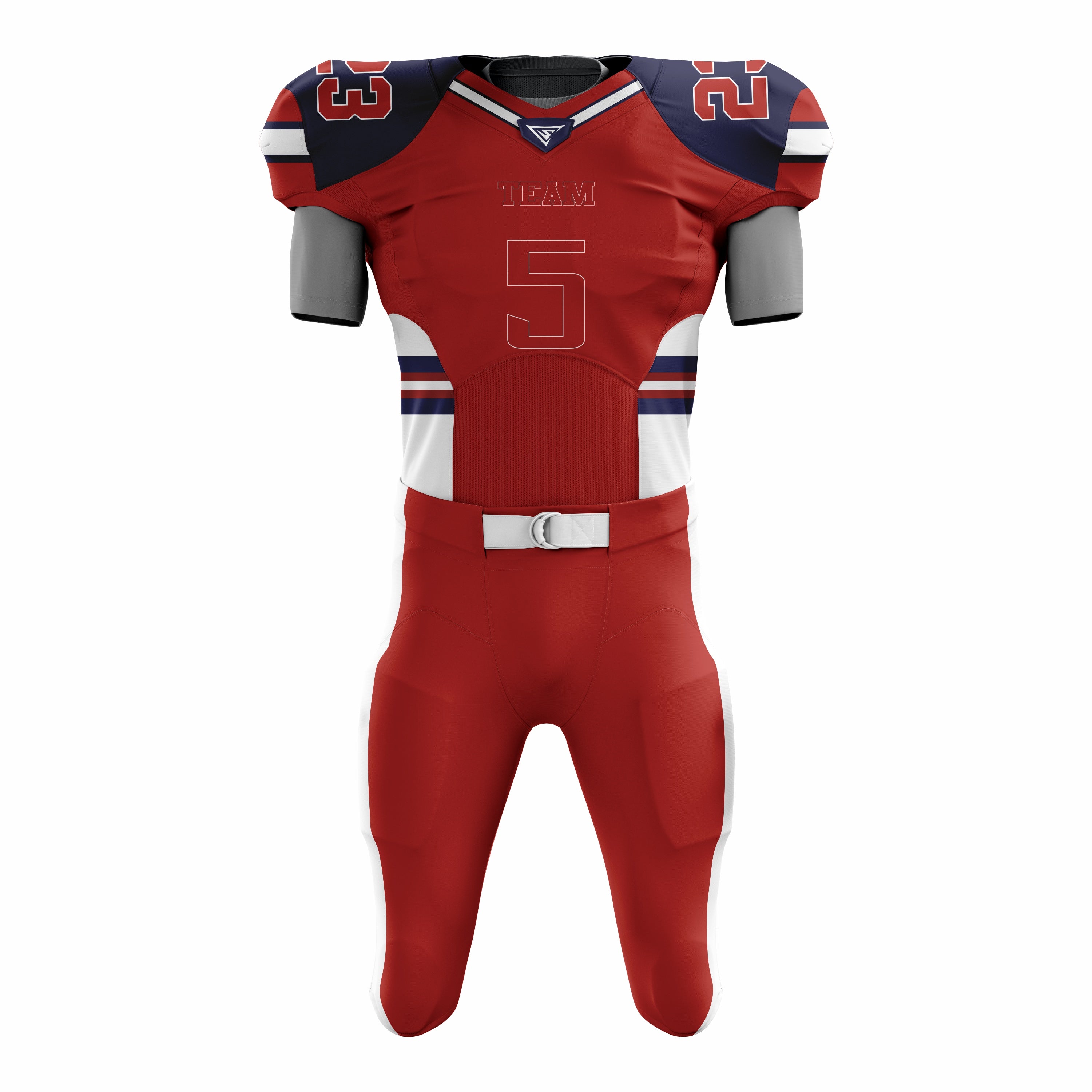 Custom Red Black White American Football Uniforms with Integrated Pads