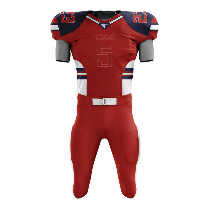 Custom Red Black White American Football Uniforms with Integrated Pads