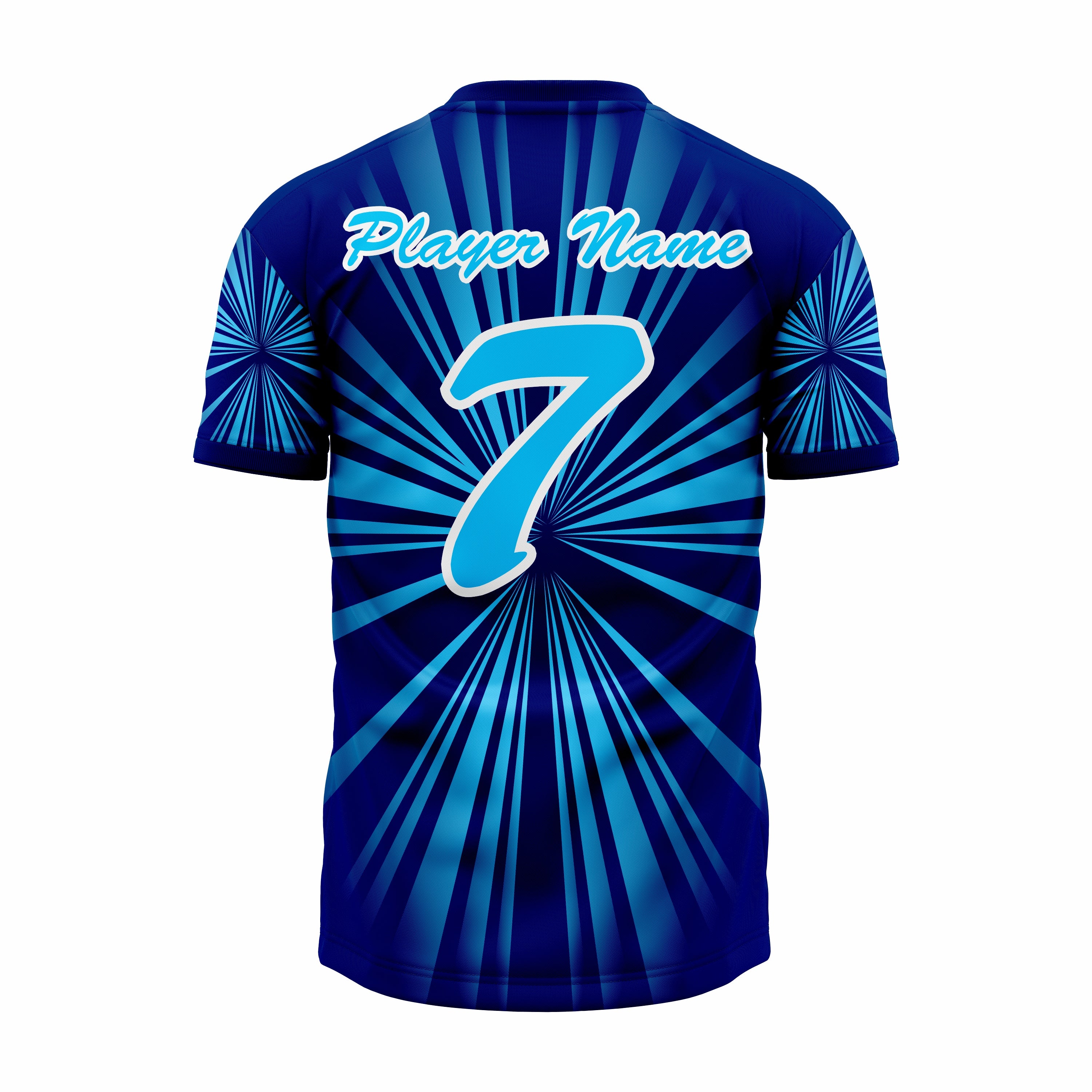 Custom Dark Blue & Cyan V-Neck Softball Jerseys