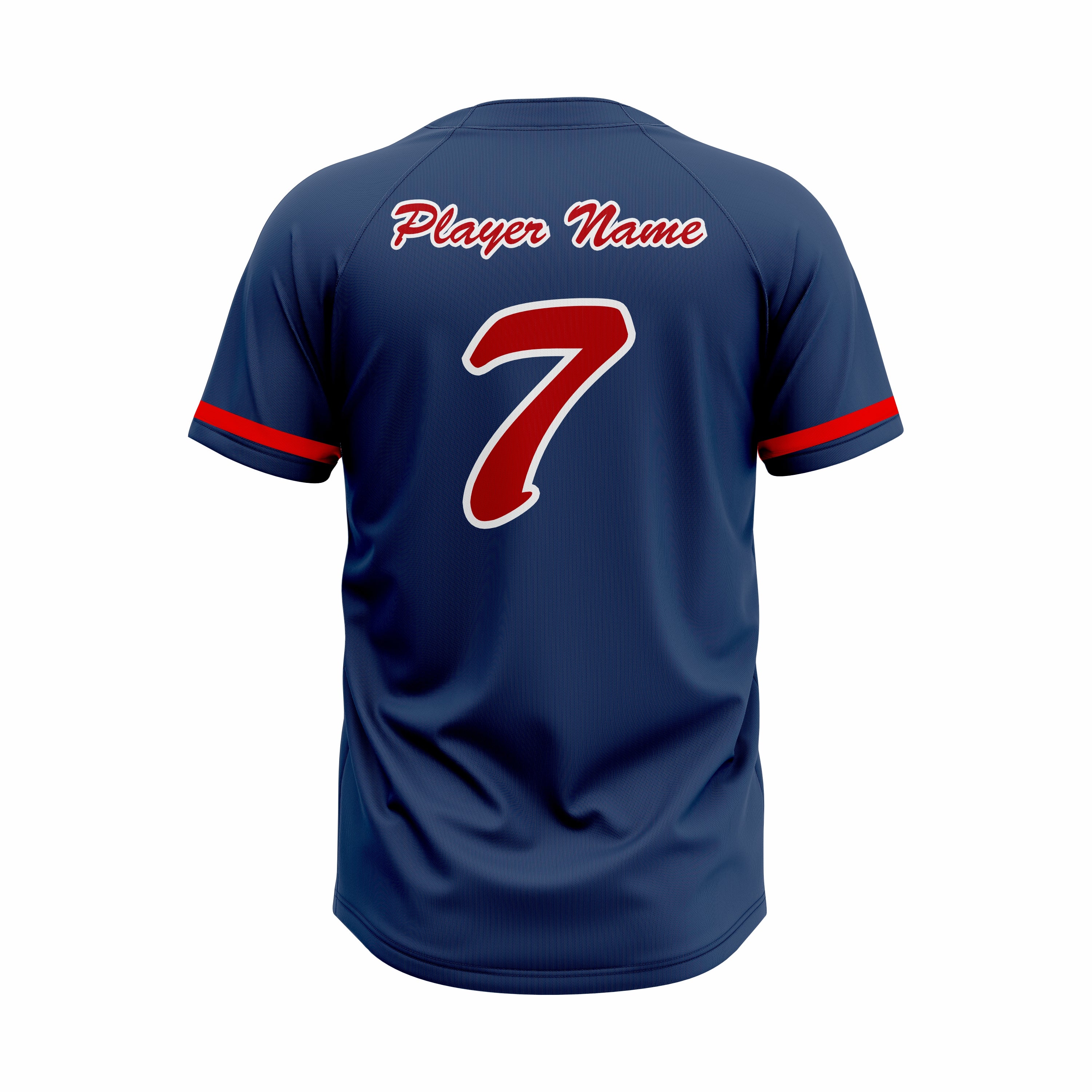 Custom Dark Blue & Red Authentic Baseball two Buttons Jersey