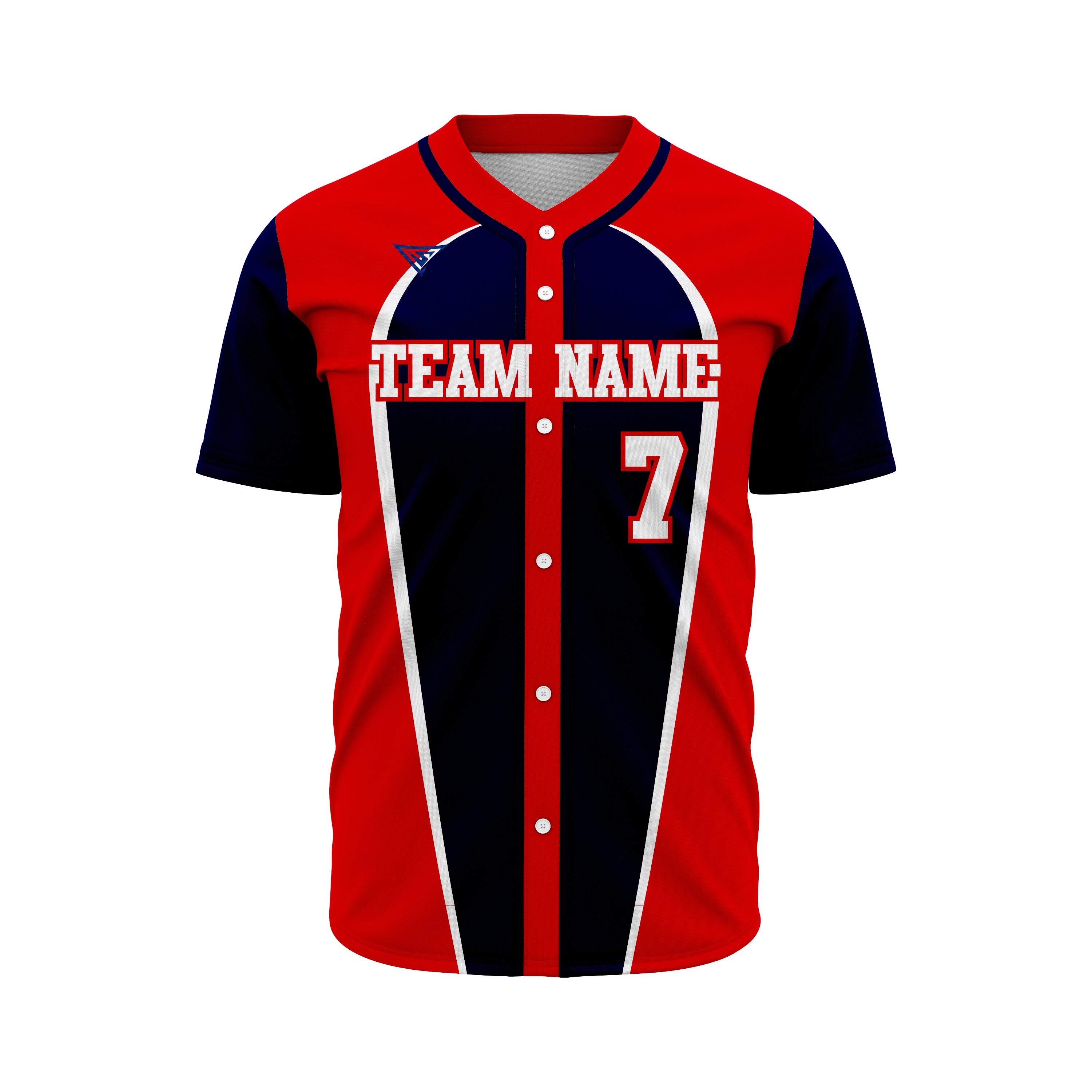 Custom Dark Blue & Red Authentic Softball full Buttons Jersey