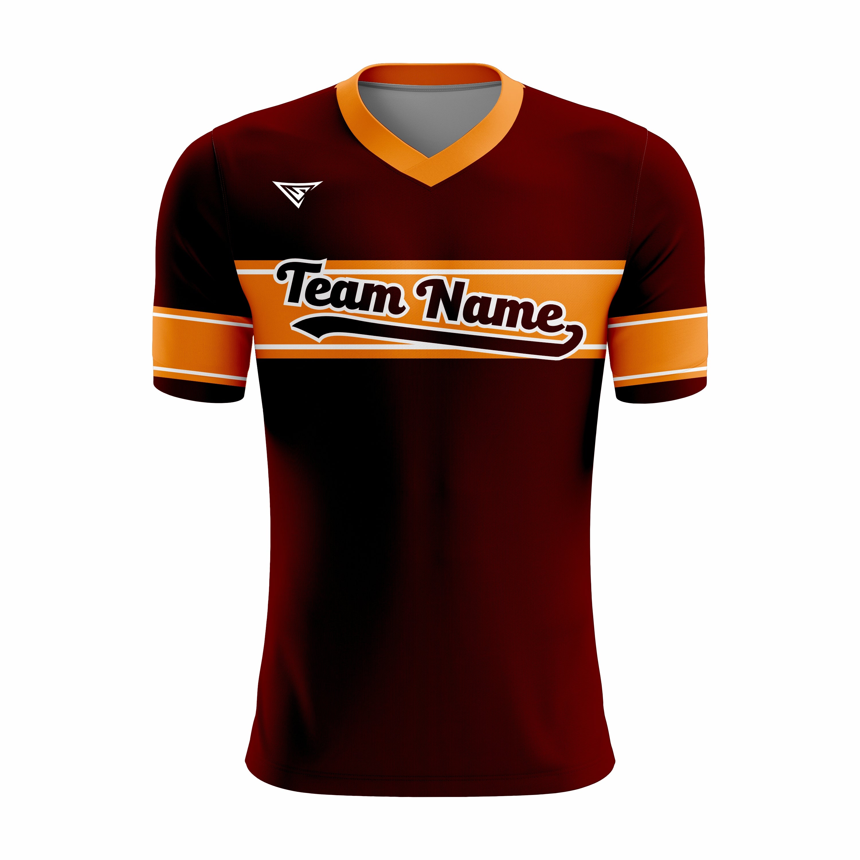 Custom Dark Red & Orange V-Neck Softball Jerseys