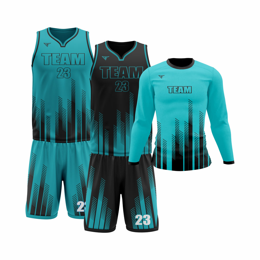 Custom Teal Black Basketball Team Uniform Package - Pro