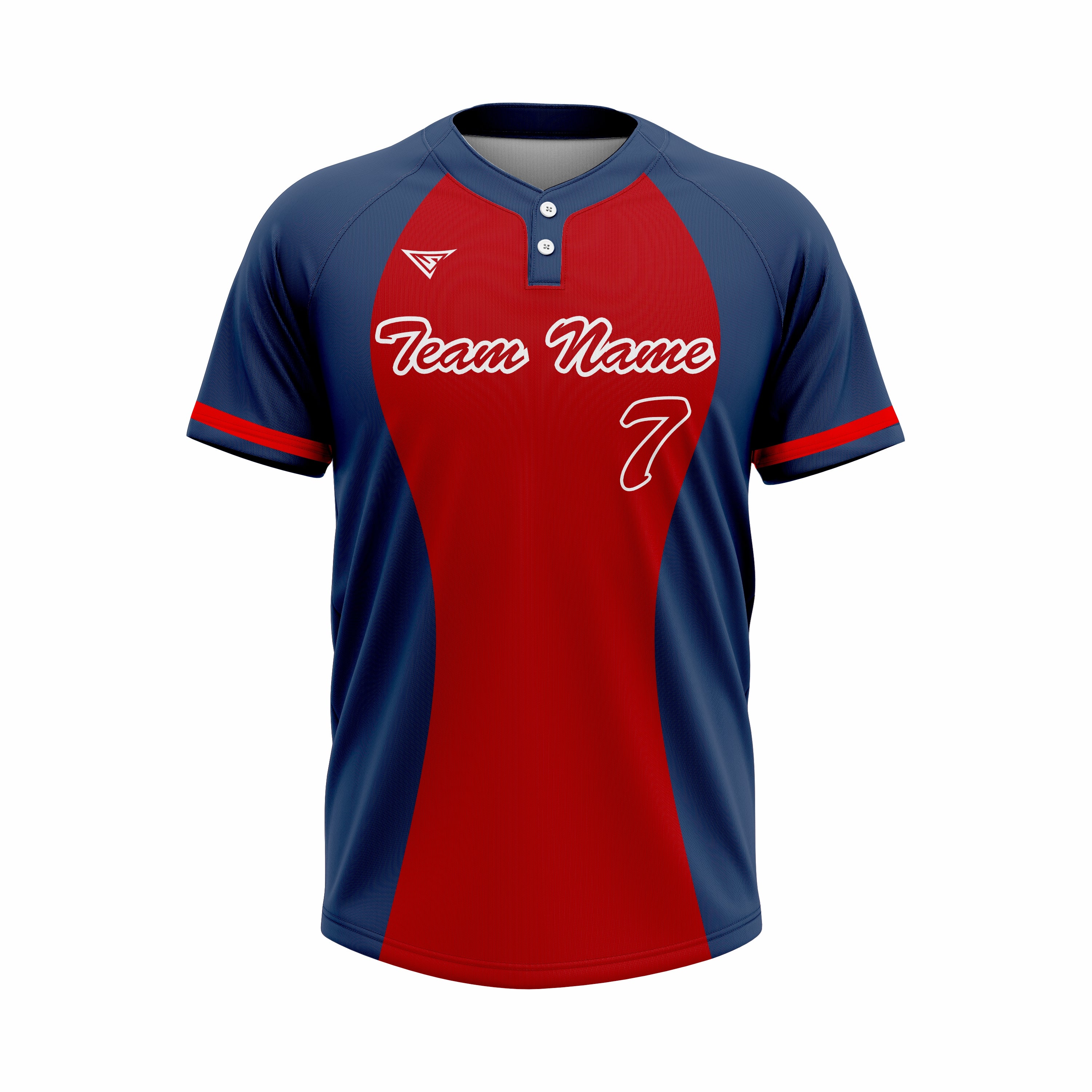 Custom Red & Dark Blue Authentic Baseball two Buttons Jersey