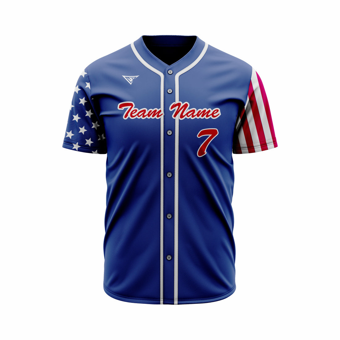 Custom Blue, White & Red Authentic Baseball full Buttons Jersey