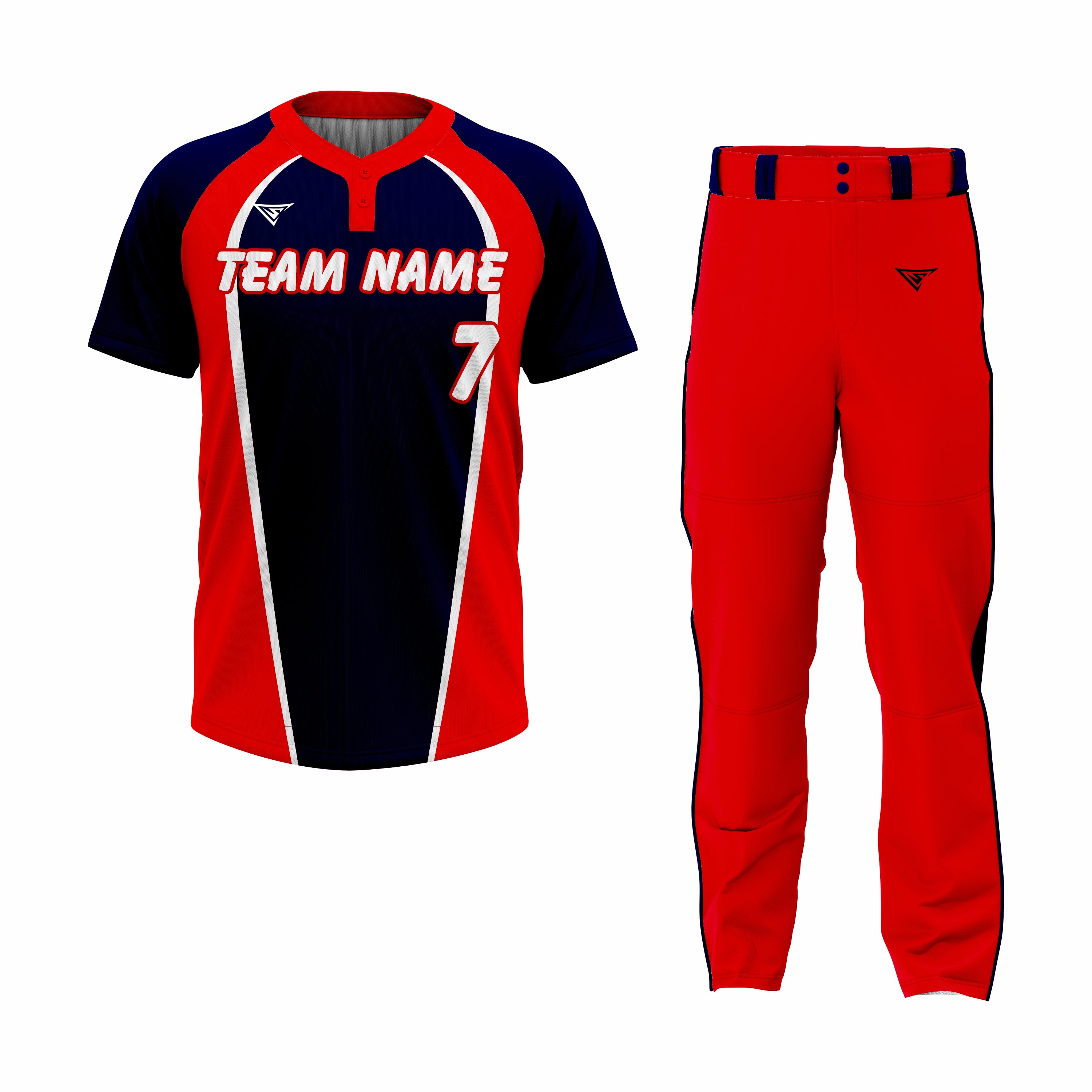 Custom Dark Blue & Red Authentic Softball Uniform