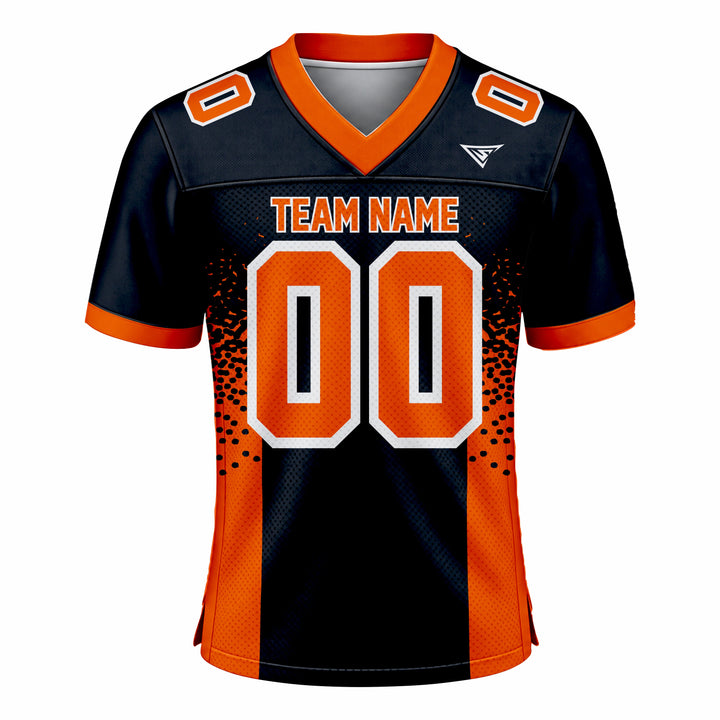 Custom Dark Blue & Orange American Football Fan Jersey