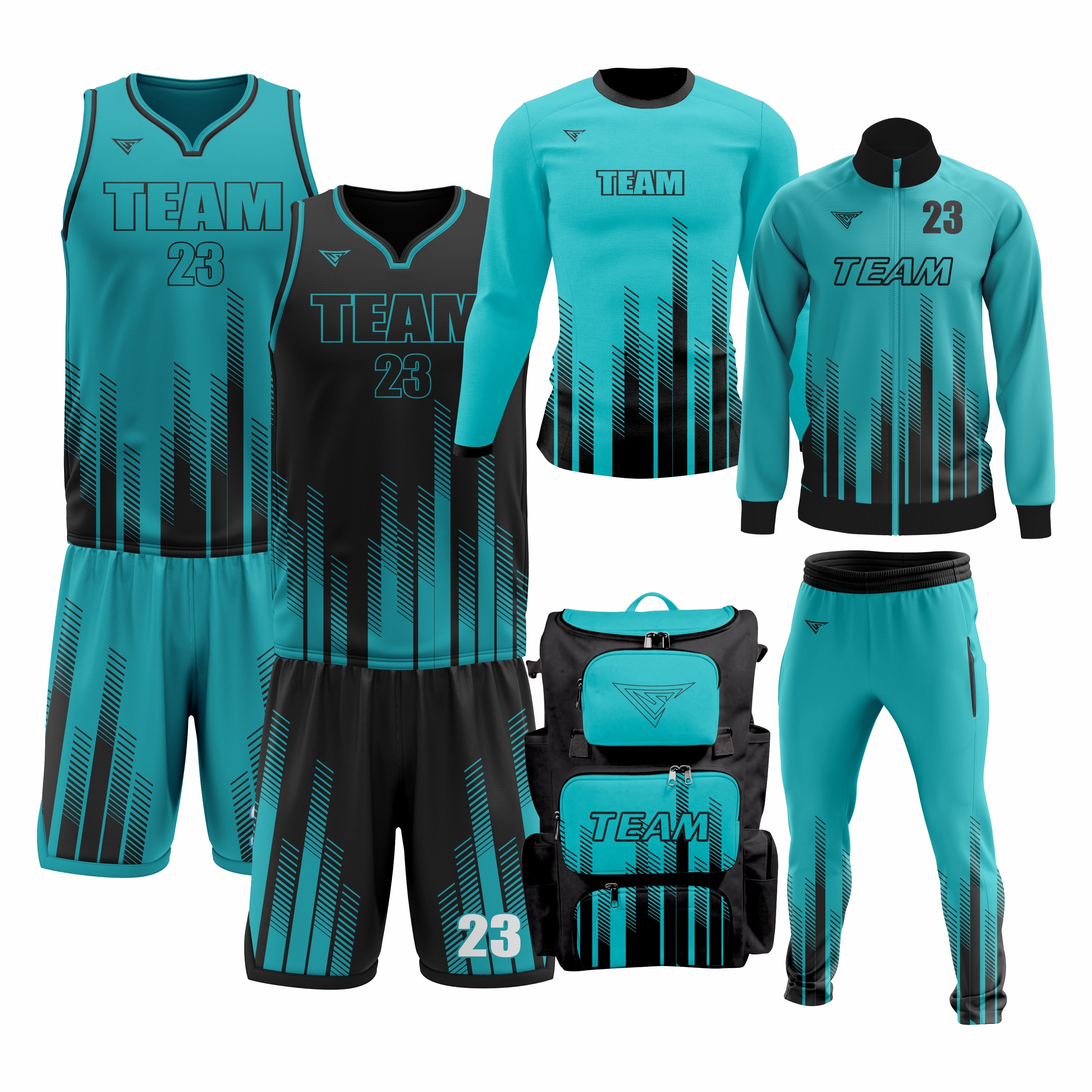 Custom Teal Black Basketball Team Uniform Package - MVP