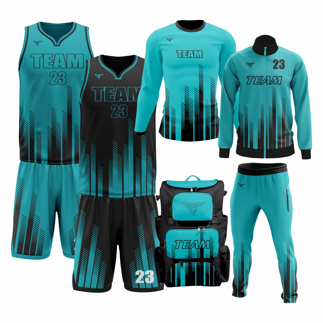 Custom Teal Black Basketball Team Uniform Package - MVP