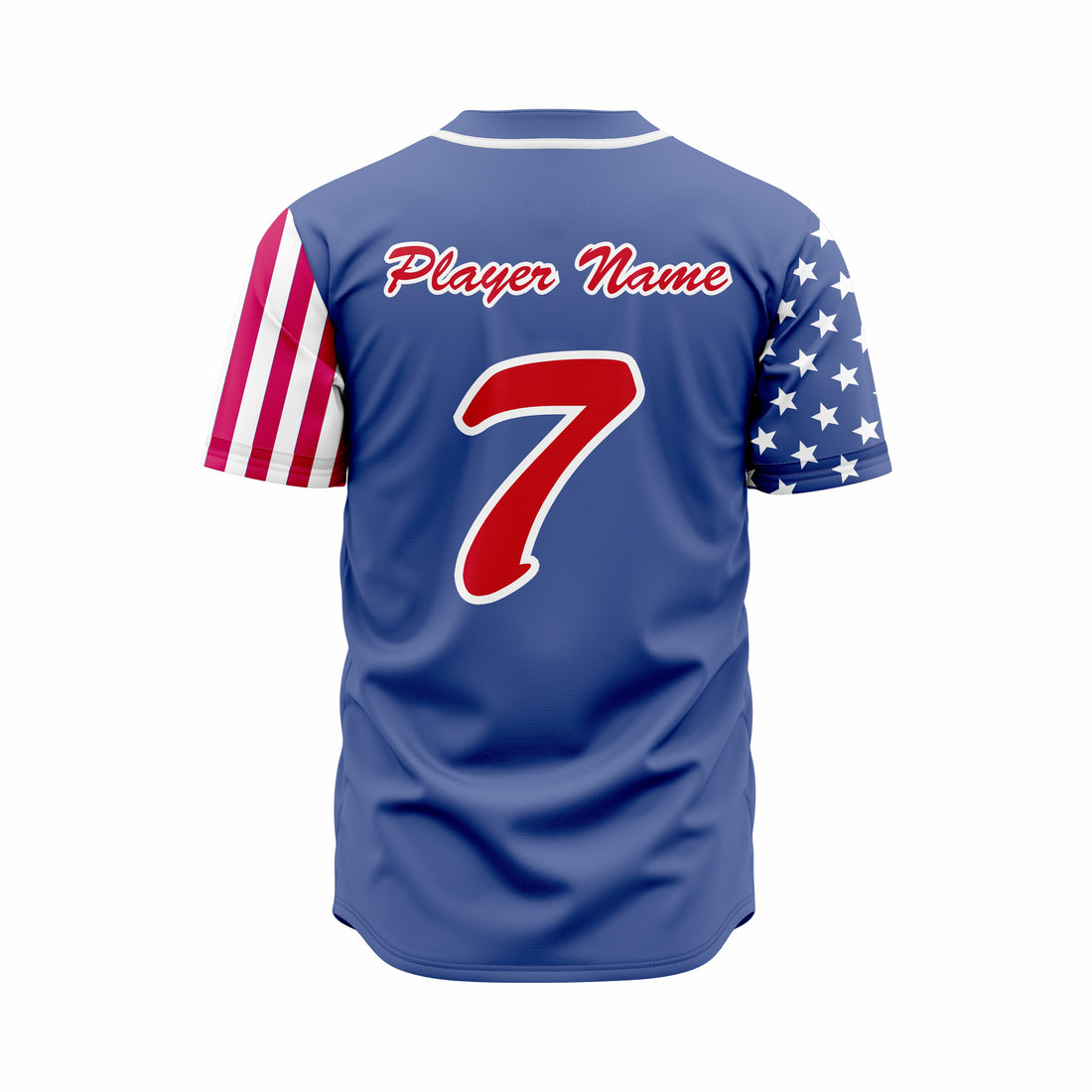Custom Blue, White & Red Authentic Baseball full Buttons Jersey