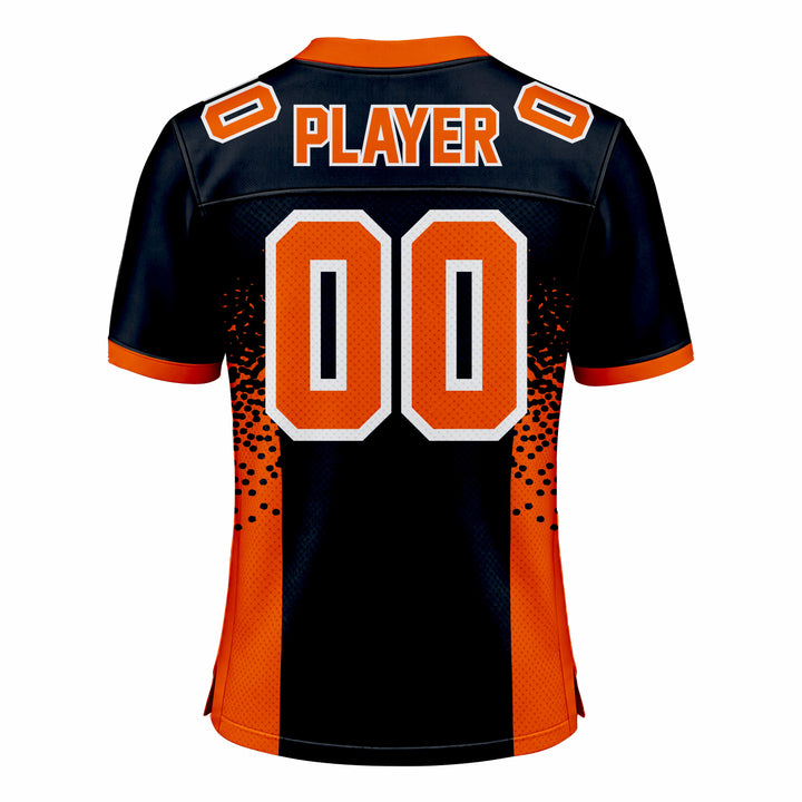 Custom Dark Blue & Orange American Football Fan Jersey