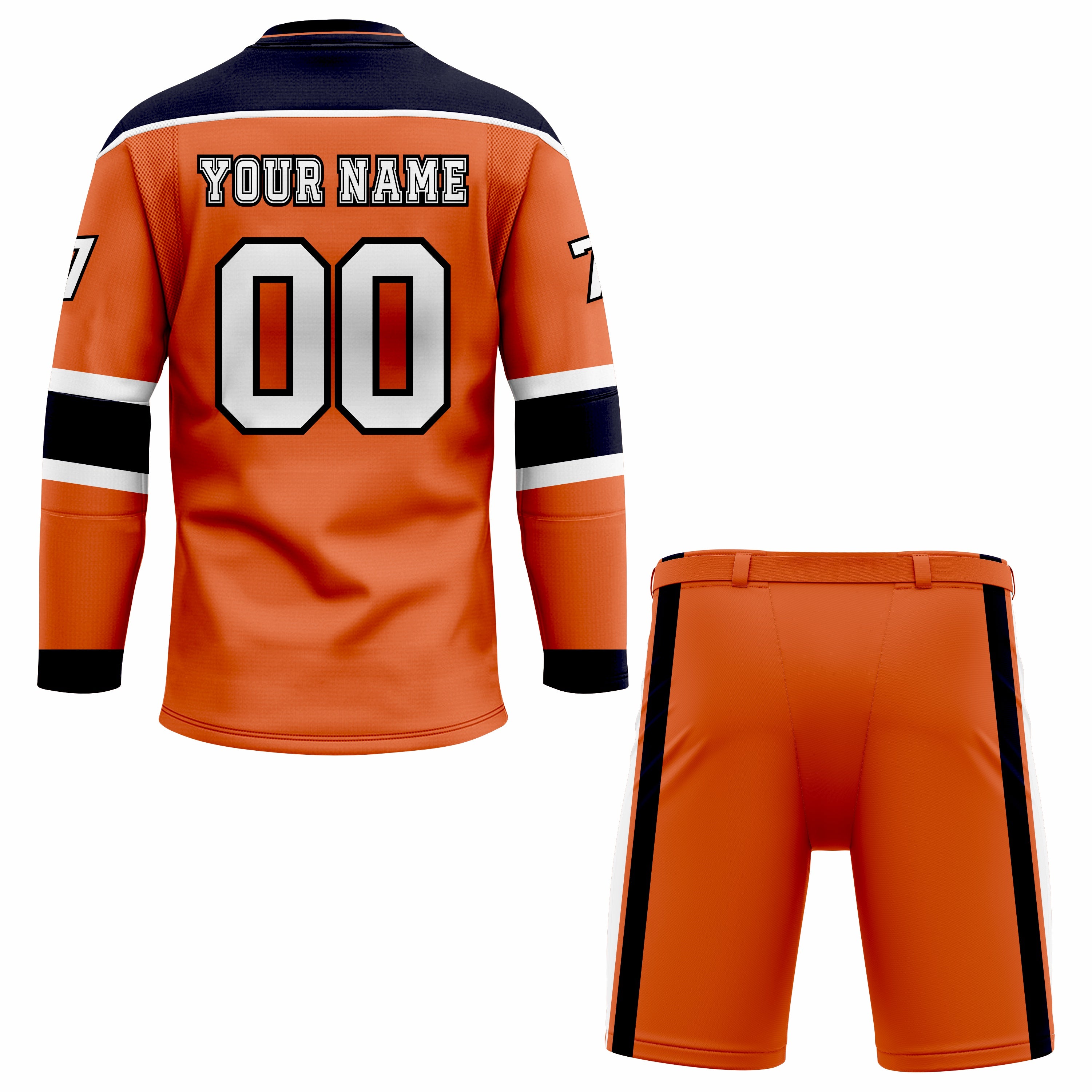 CUSTOM BLACK ORANGE HOCKEY UNIFORM