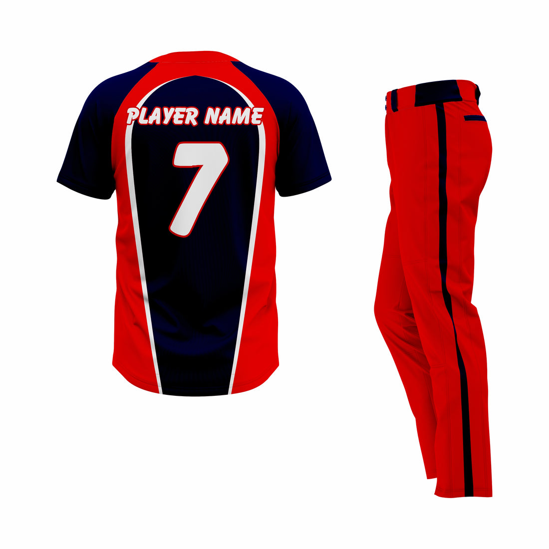 Custom Dark Blue & Red Authentic Softball Uniform