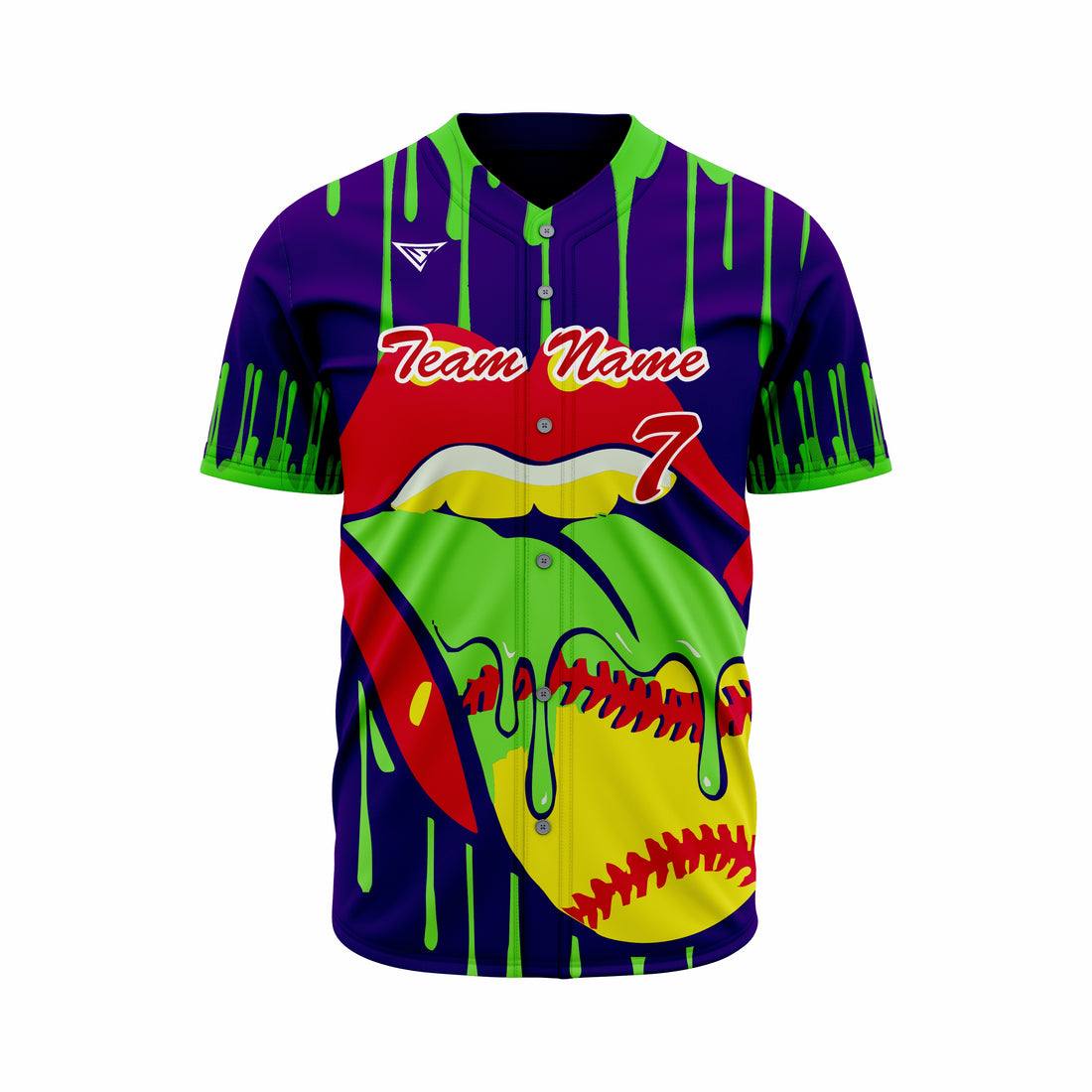 Custom Blue, Red & Green Authentic Baseball full Buttons Jersey