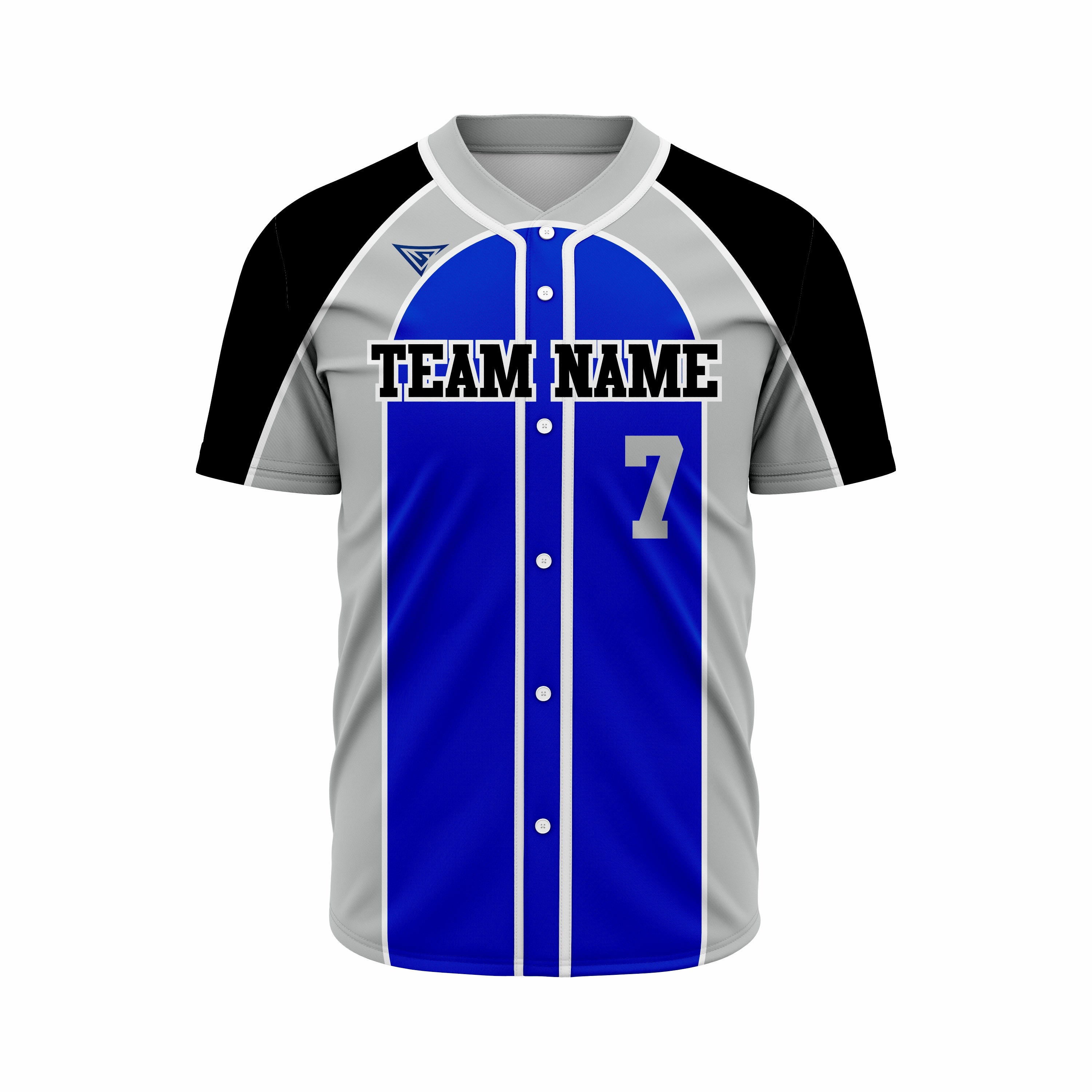Custom Blue, Grey & Black Authentic Softball full Buttons Jersey