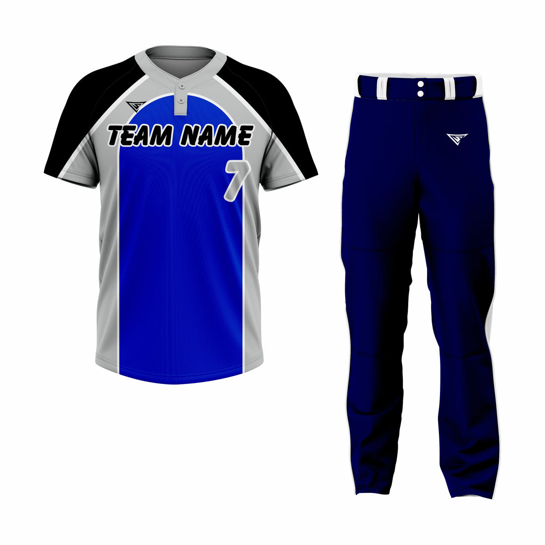 Custom Blue, Dark Blue & Grey Authentic Softball Uniform
