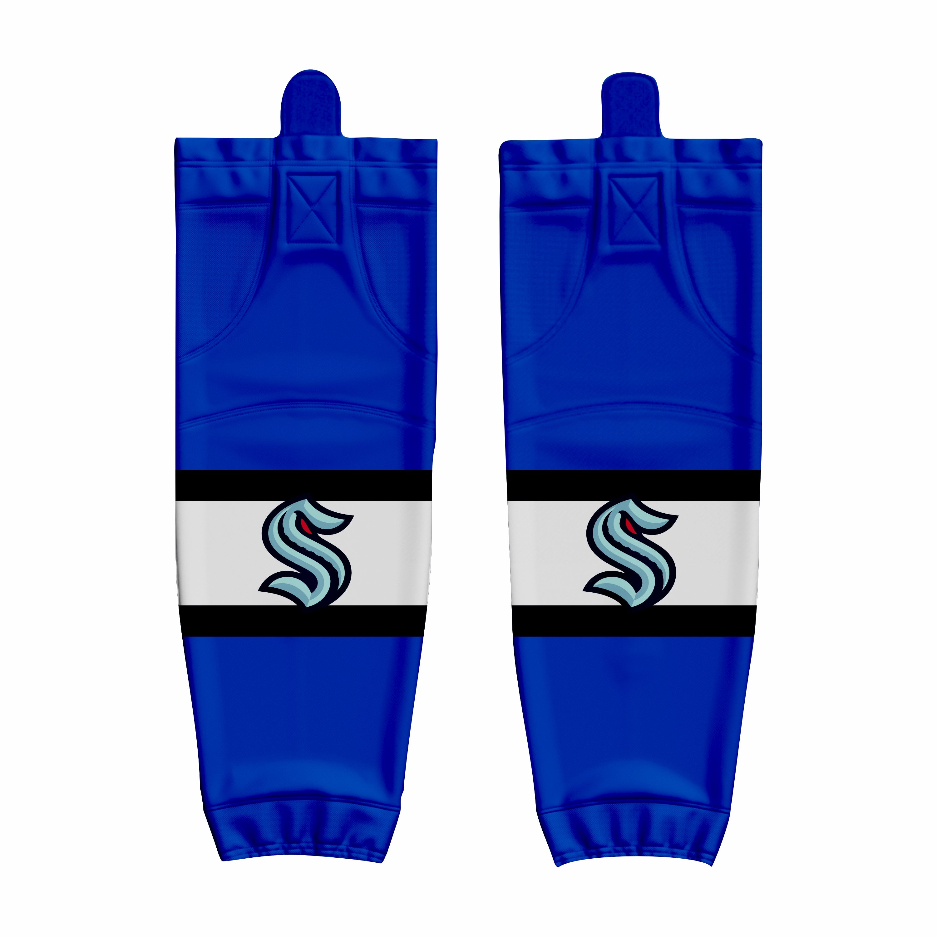 Custom Blue Whit Hockey Socks