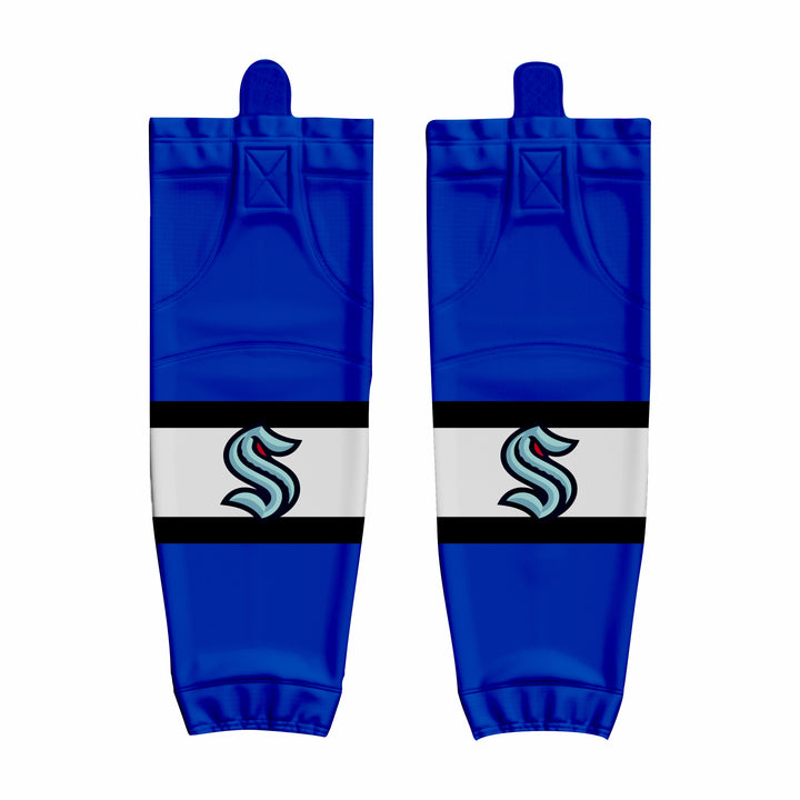 Custom Blue Whit Hockey Socks
