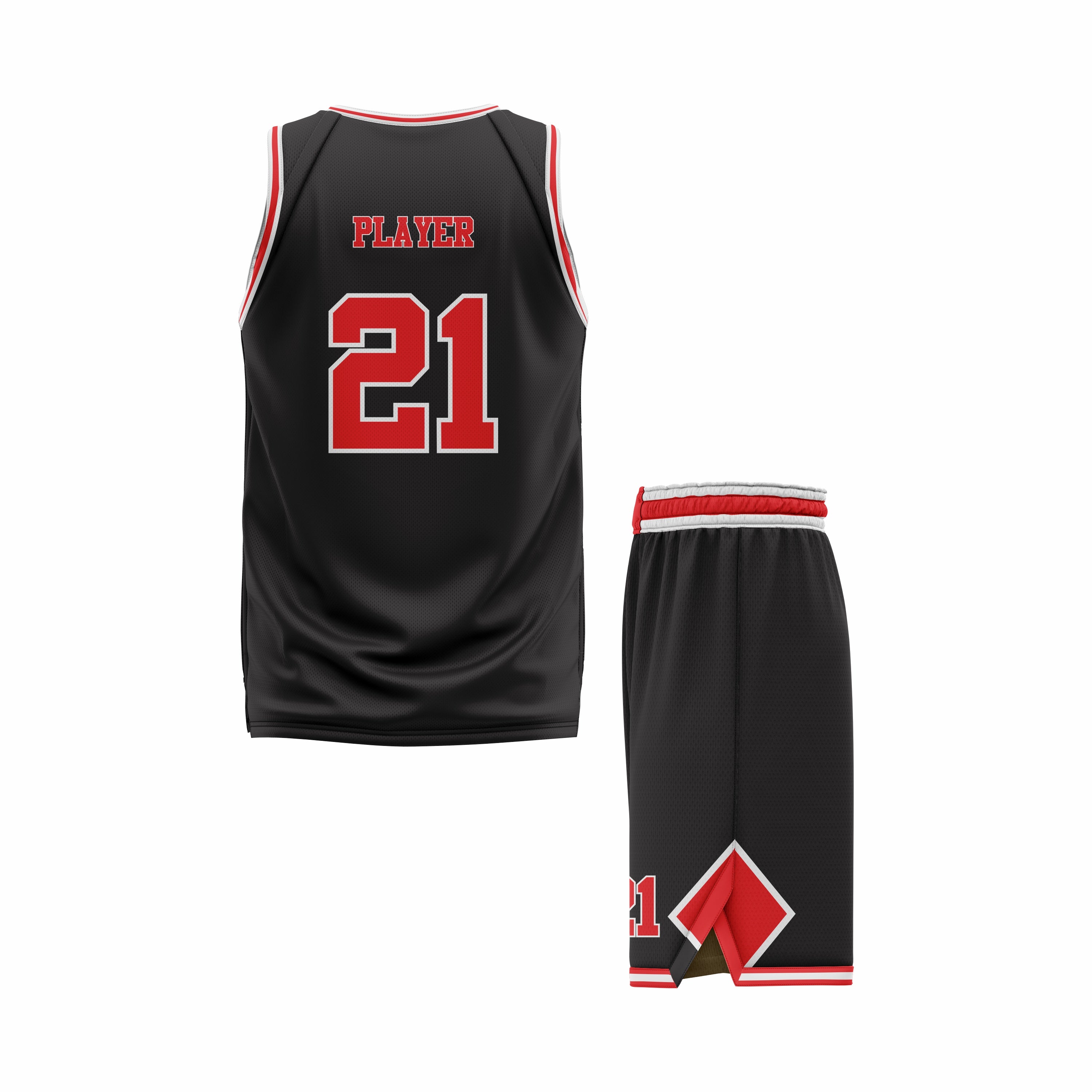 CUSTOM BLACK RED BASKETBALL UNIFORM