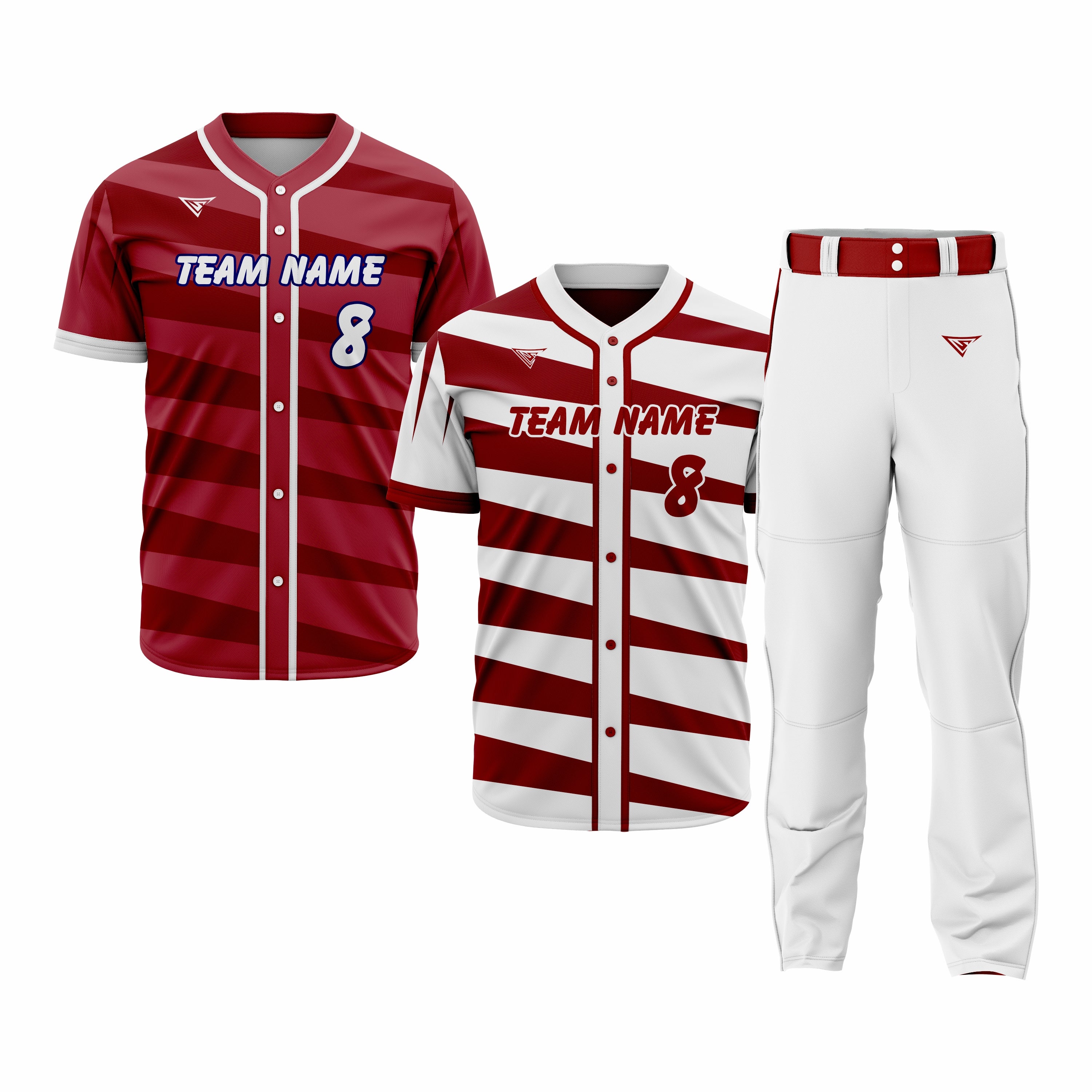 CUSTOM RED & WHITE BASEBALL TEAM UNIFORM PACKAGE - PRO