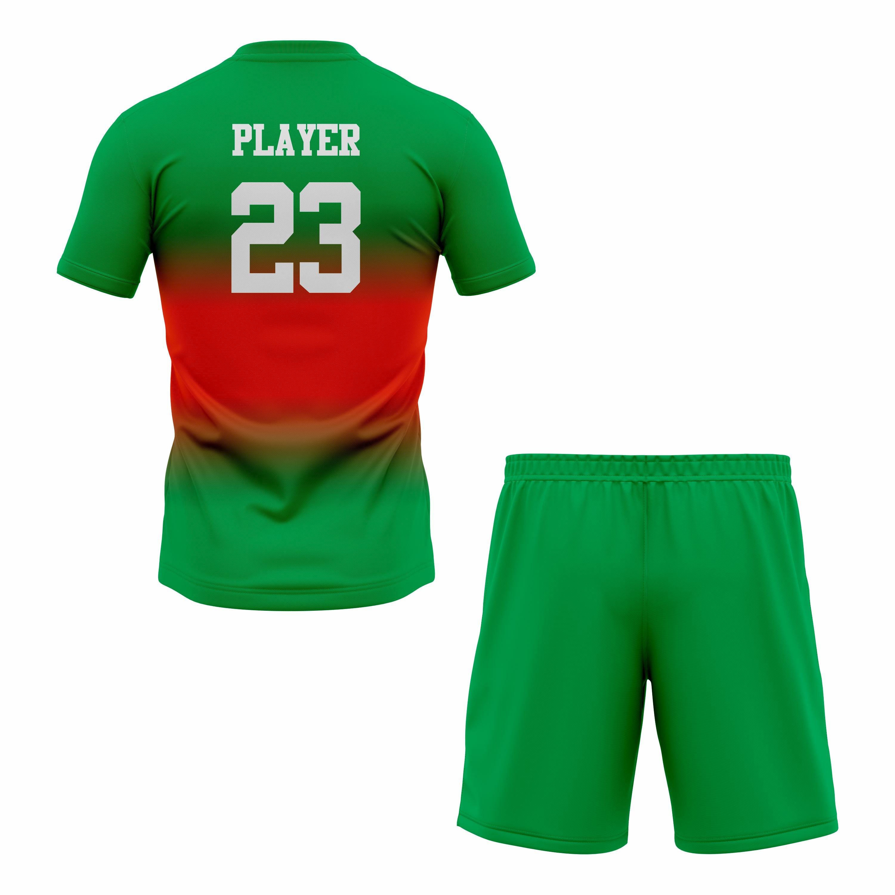 CUSTOM GREEN RED SOCCER UNIFORM