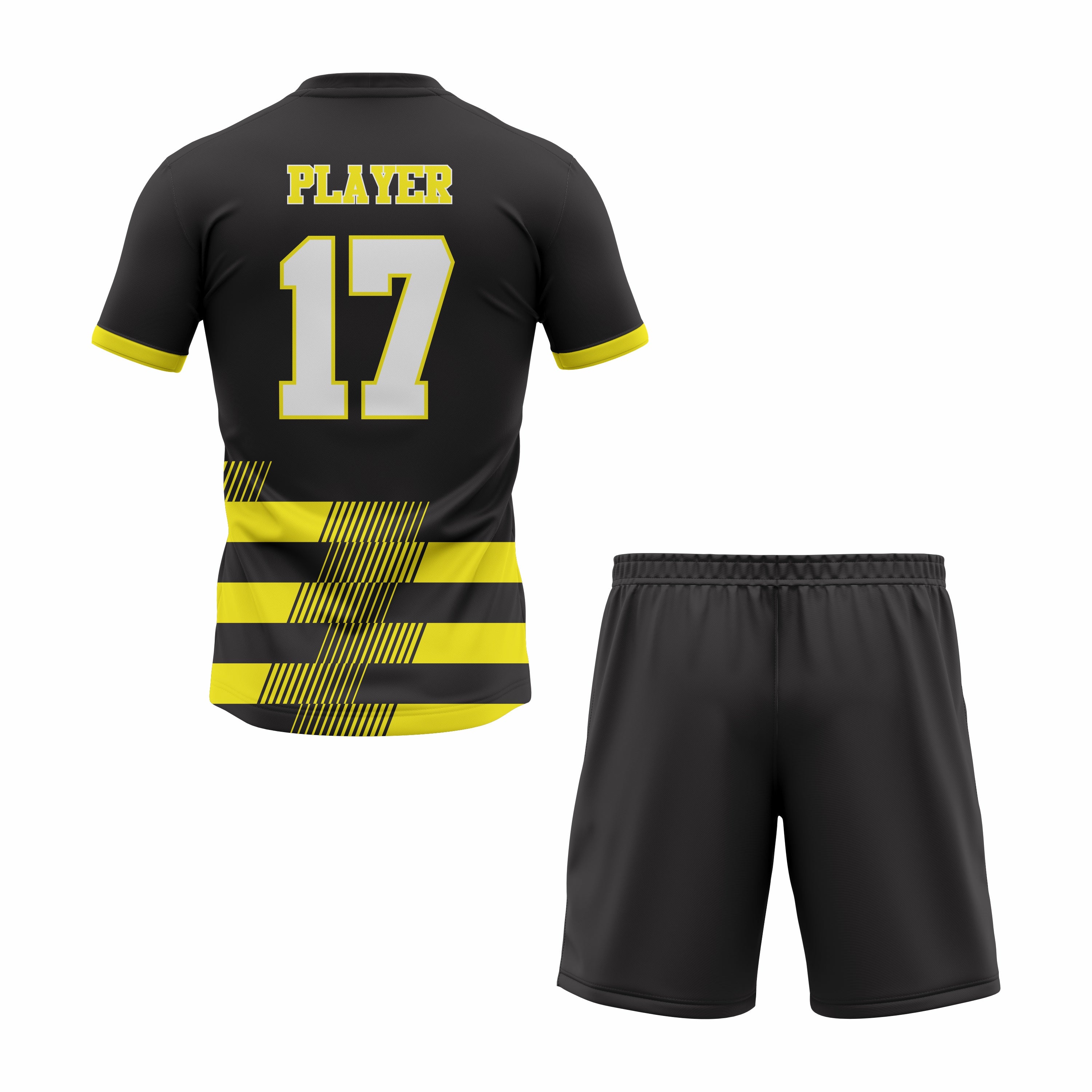 CUSTOM YELLOW BLACK SOCCER UNIFORM