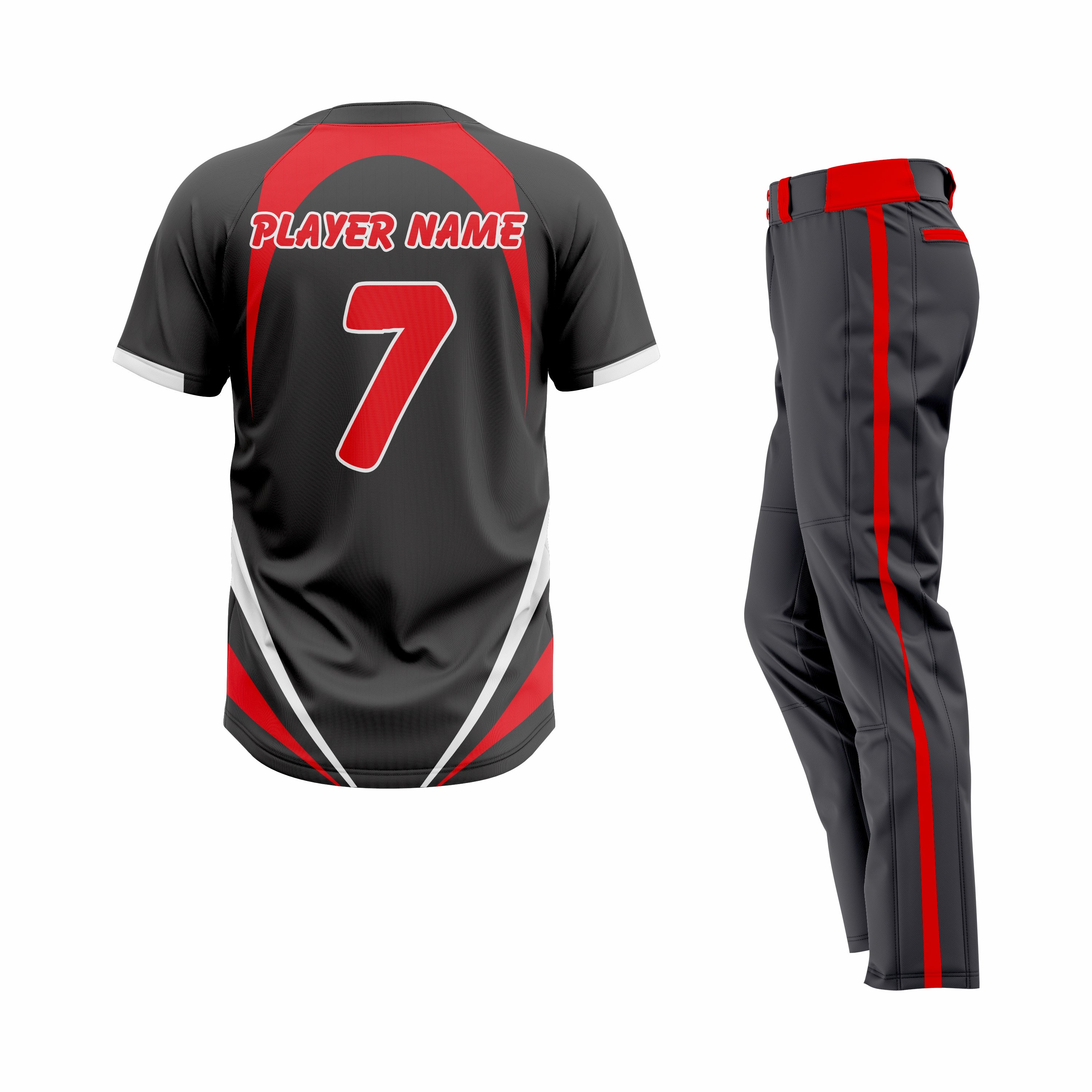 Custom Black, Red & White Authentic Softball Uniform