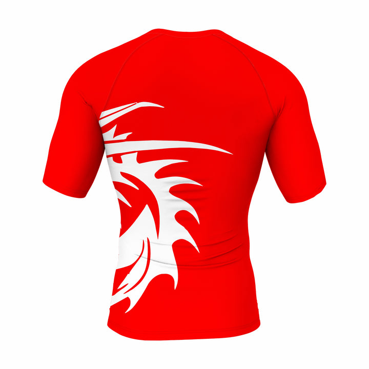 .Custom Red white Authentic Short Sleeve Compression Shirt