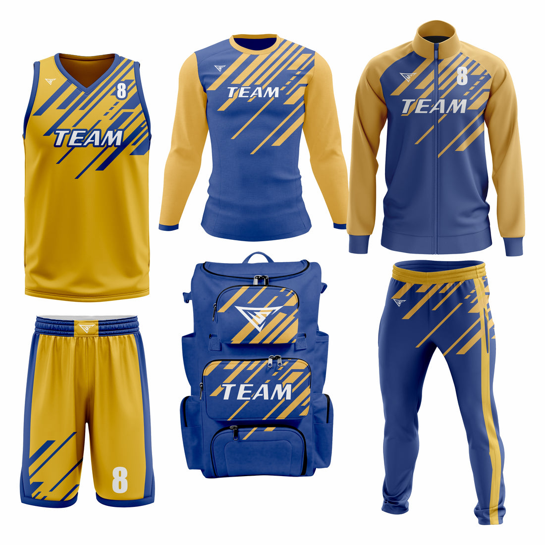 Custom Yellow Blue Basketball Team Uniform Package - All-Star