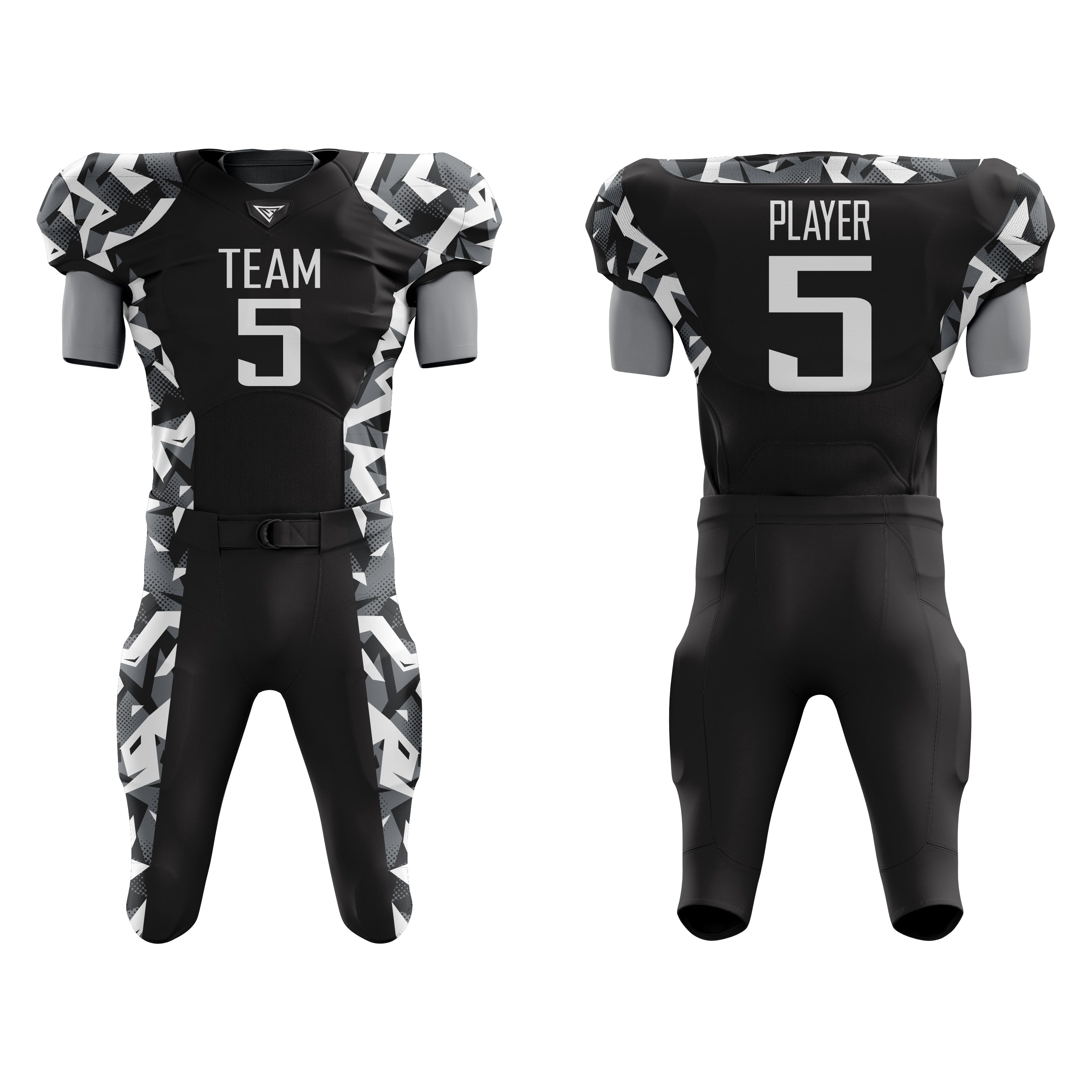 CUSTOM CAMO BLACK AMERICAN FOOTBALL UNIFORM