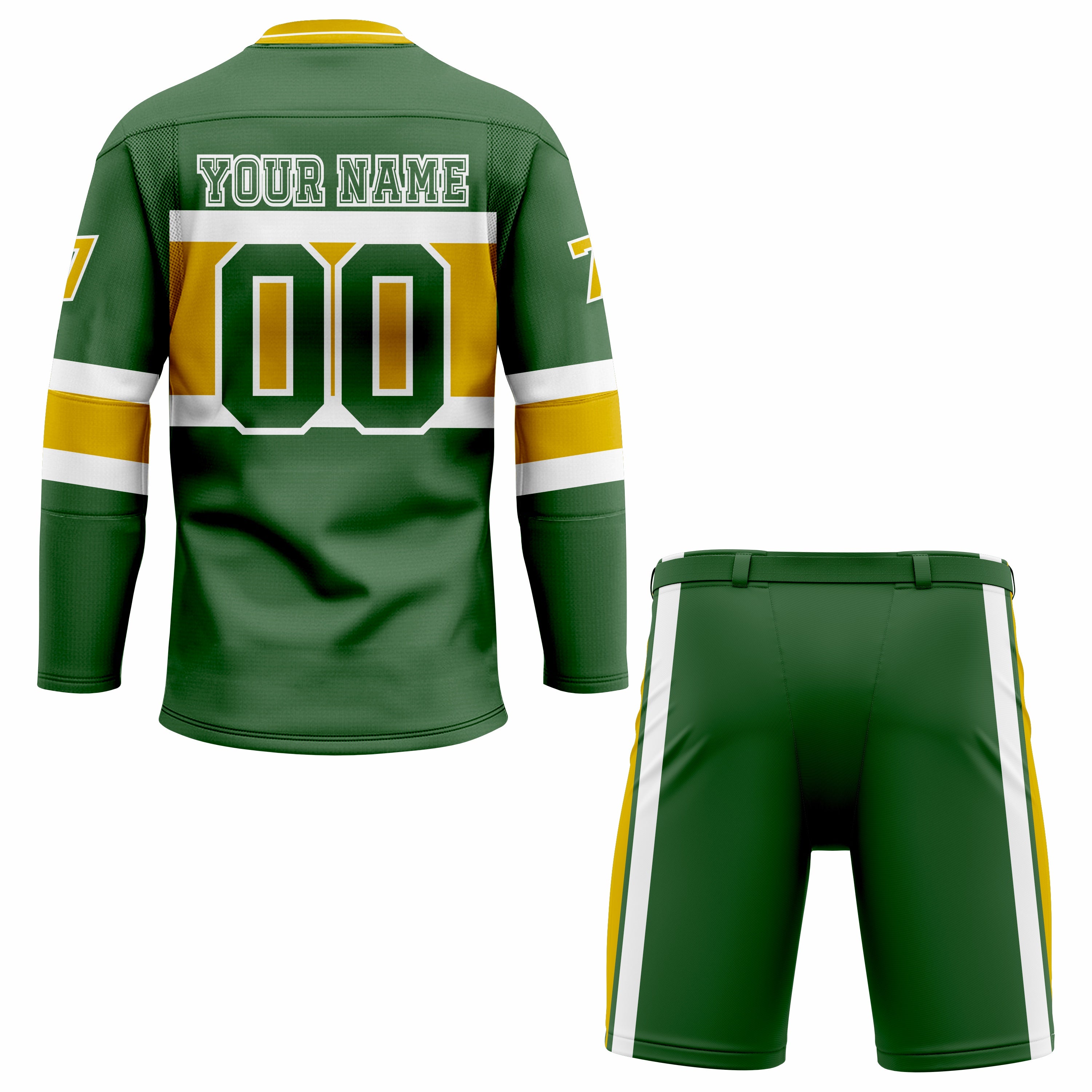 CUSTOM GREEN YELLOW WHITE HOCKEY UNIFORM