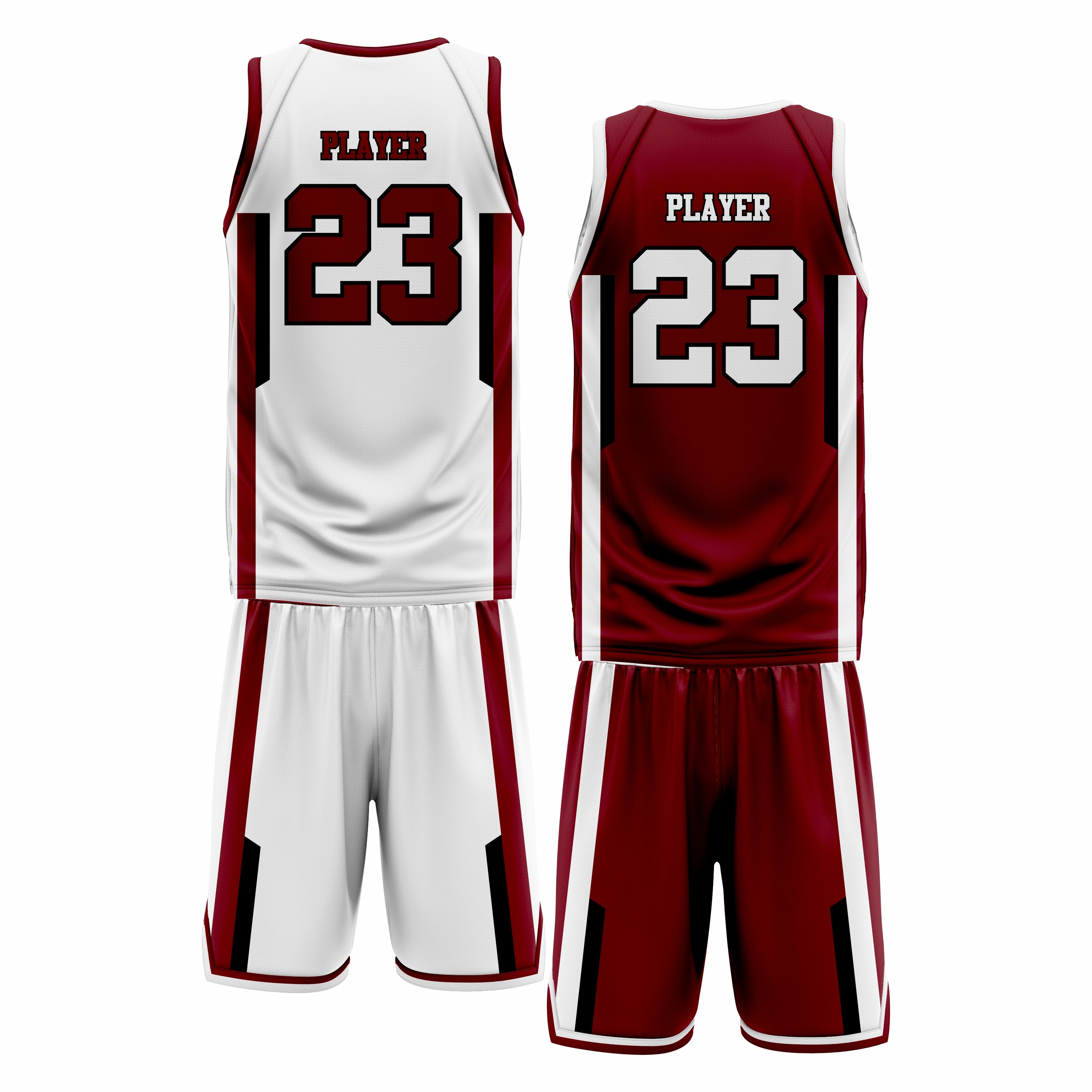 Custom Maroon White Double Side Basketball Uniform Set | Sports Custom Uniform