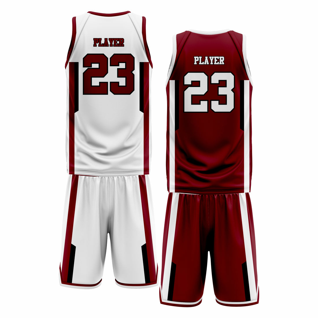 Custom Maroon White Double Side Basketball Uniform Set | Sports Custom Uniform
