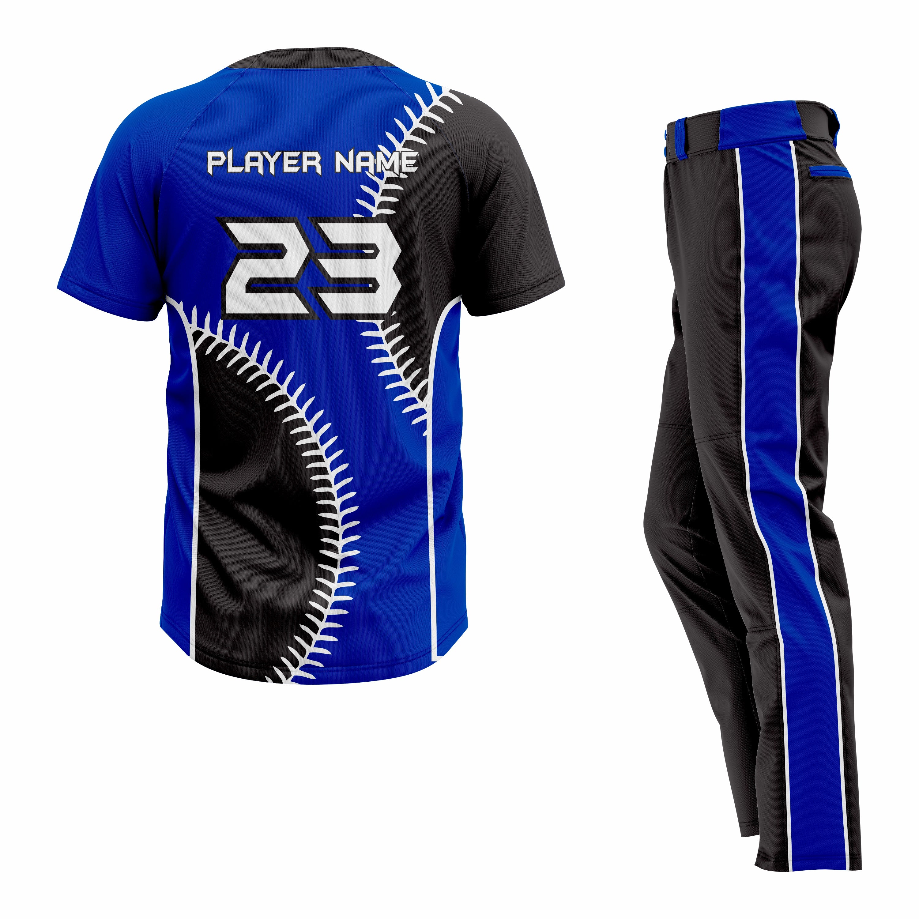 CUSTOM BLACK BLUE BASEBALL UNIFORM