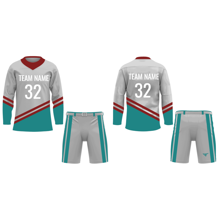 CUSTOM GREY CYAN HOCKEY UNIFORM