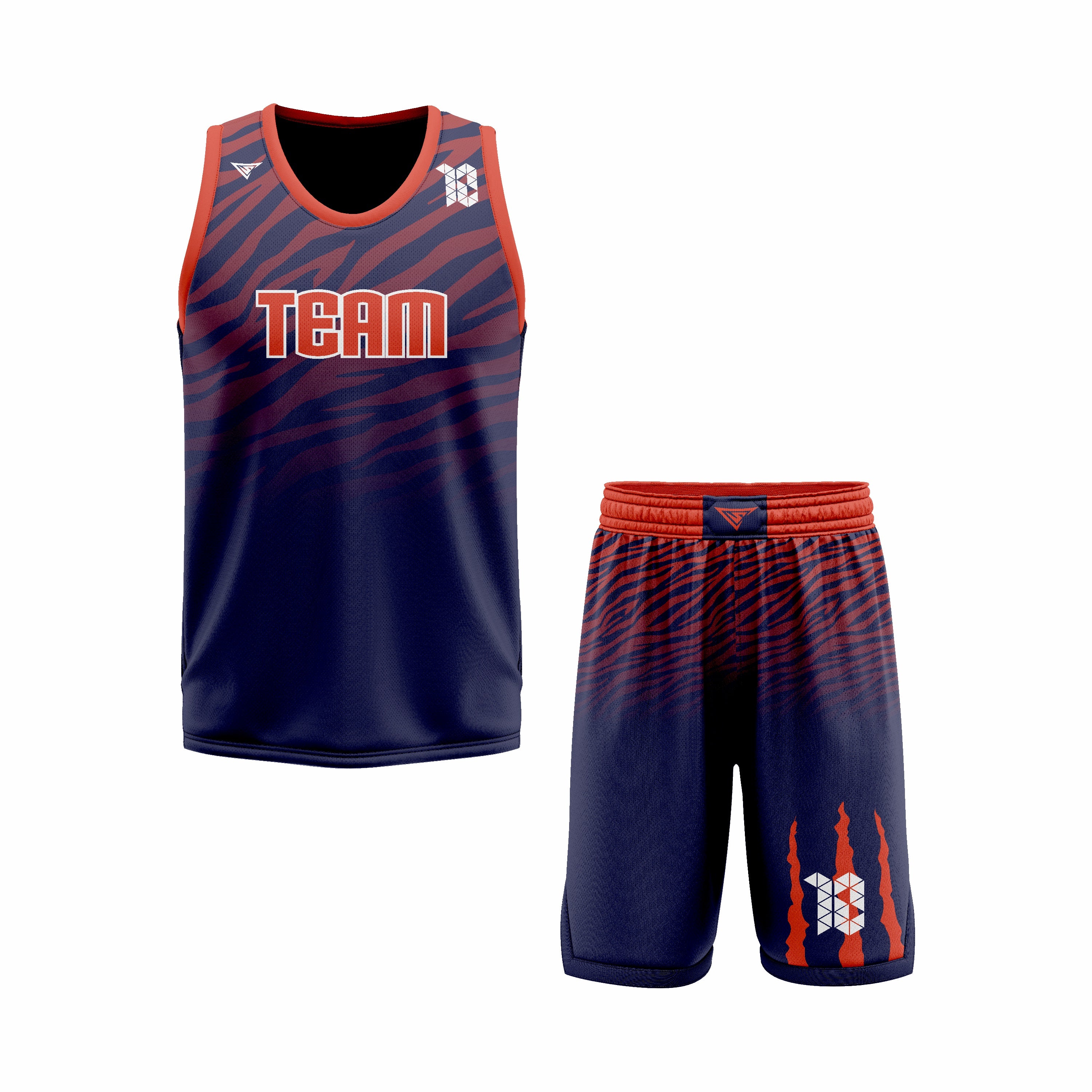 CUSTOM BLUE RED BASKETBALL UNIFORM