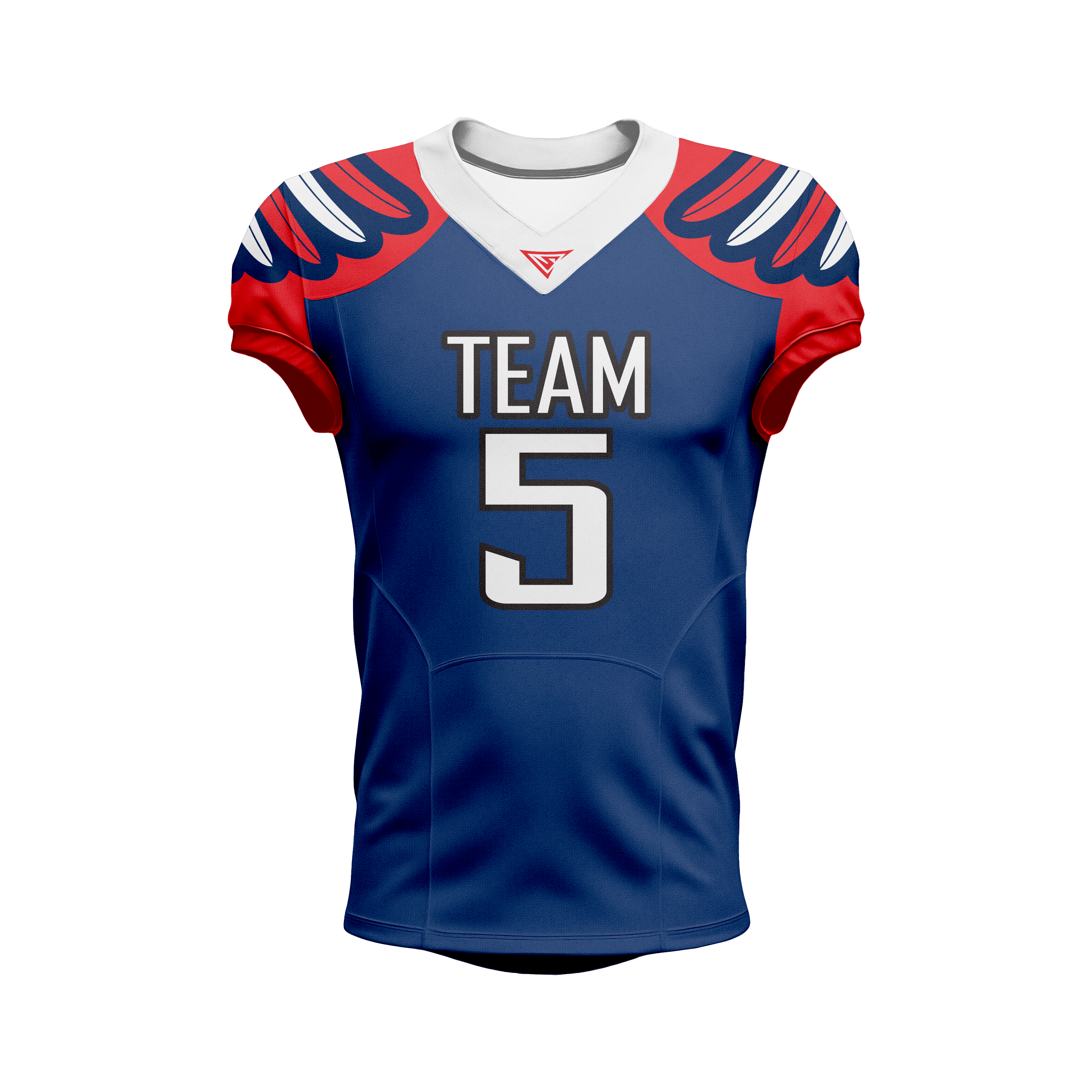 Custom Blue, Red & White American Football Jersey