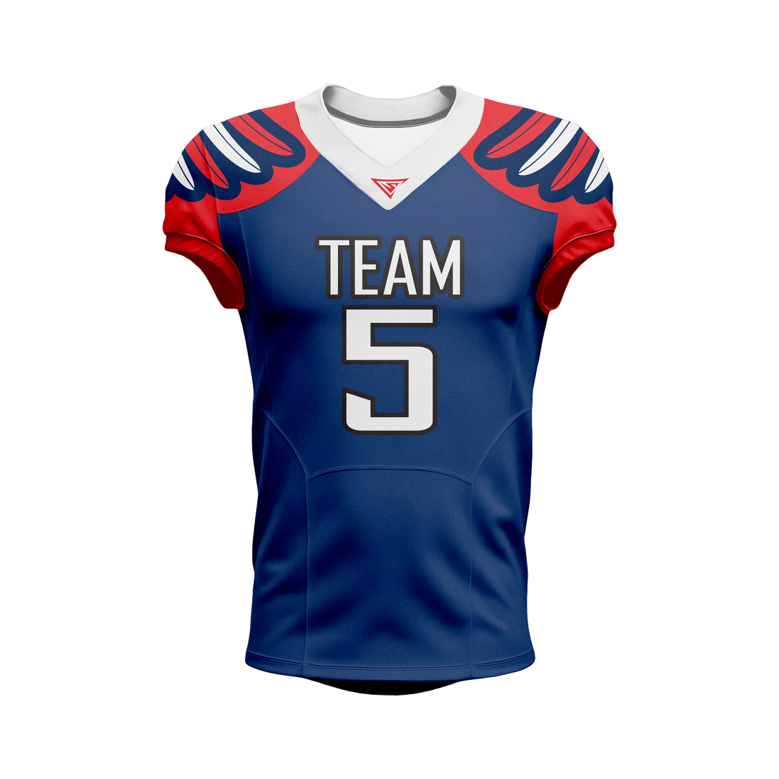 Custom Blue, Red & White American Football Jersey