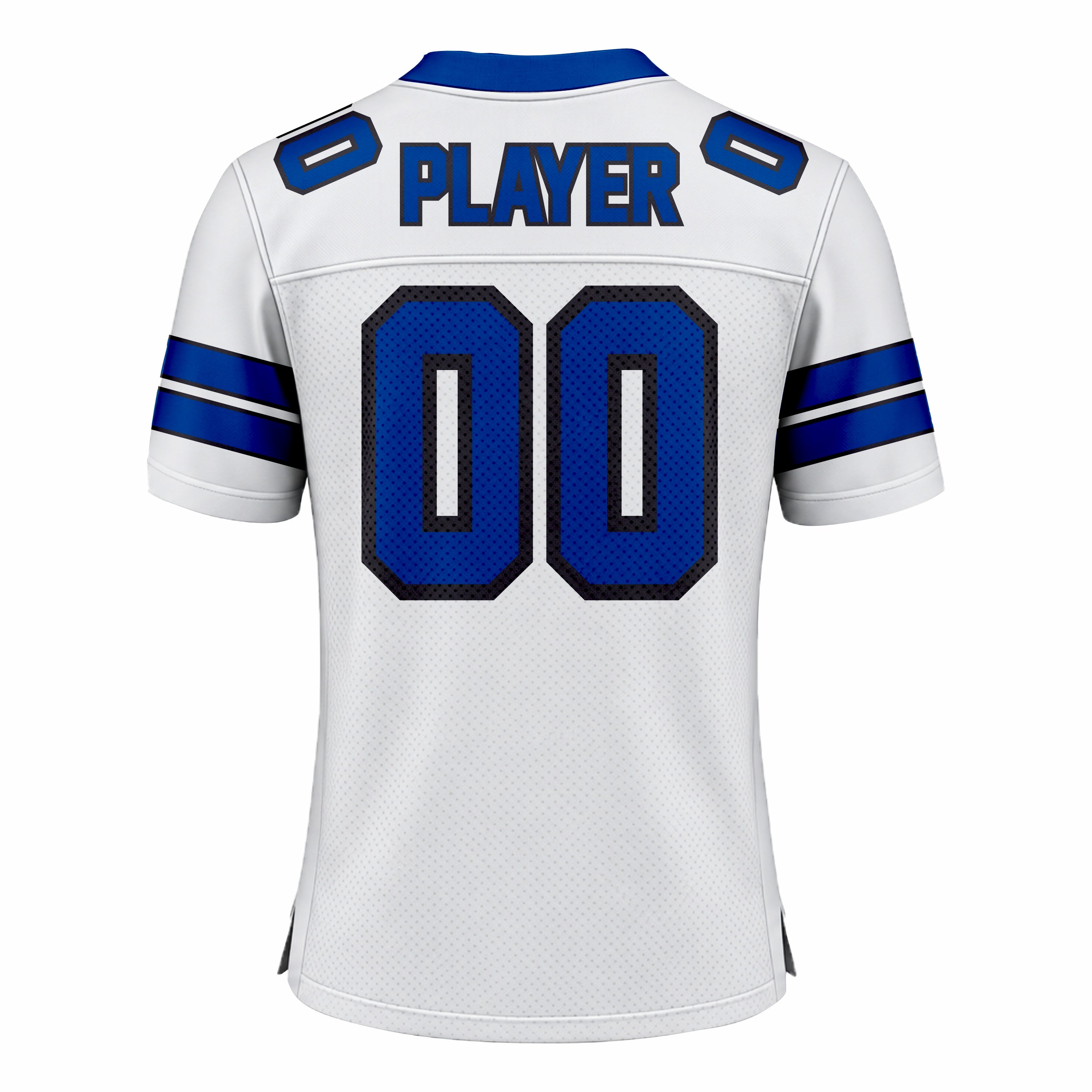 Custom White & Blue American Football Fan Jersey