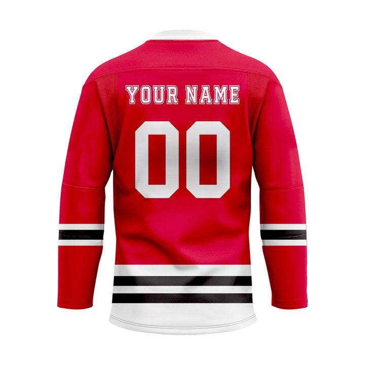 Custom white red black Laced Hockey jersey