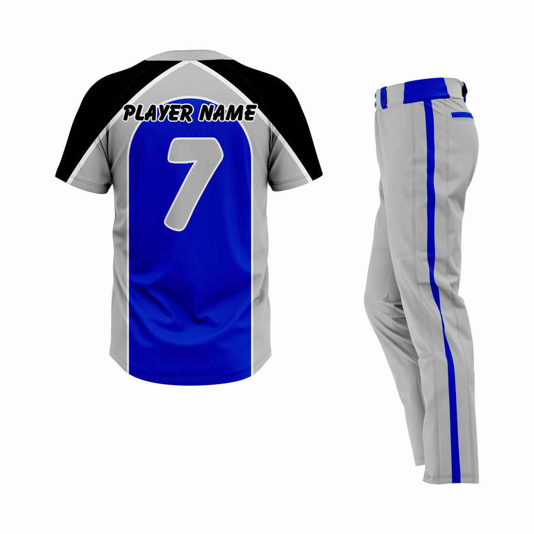 Custom Blue, Dark Blue & Grey Authentic Softball Uniform