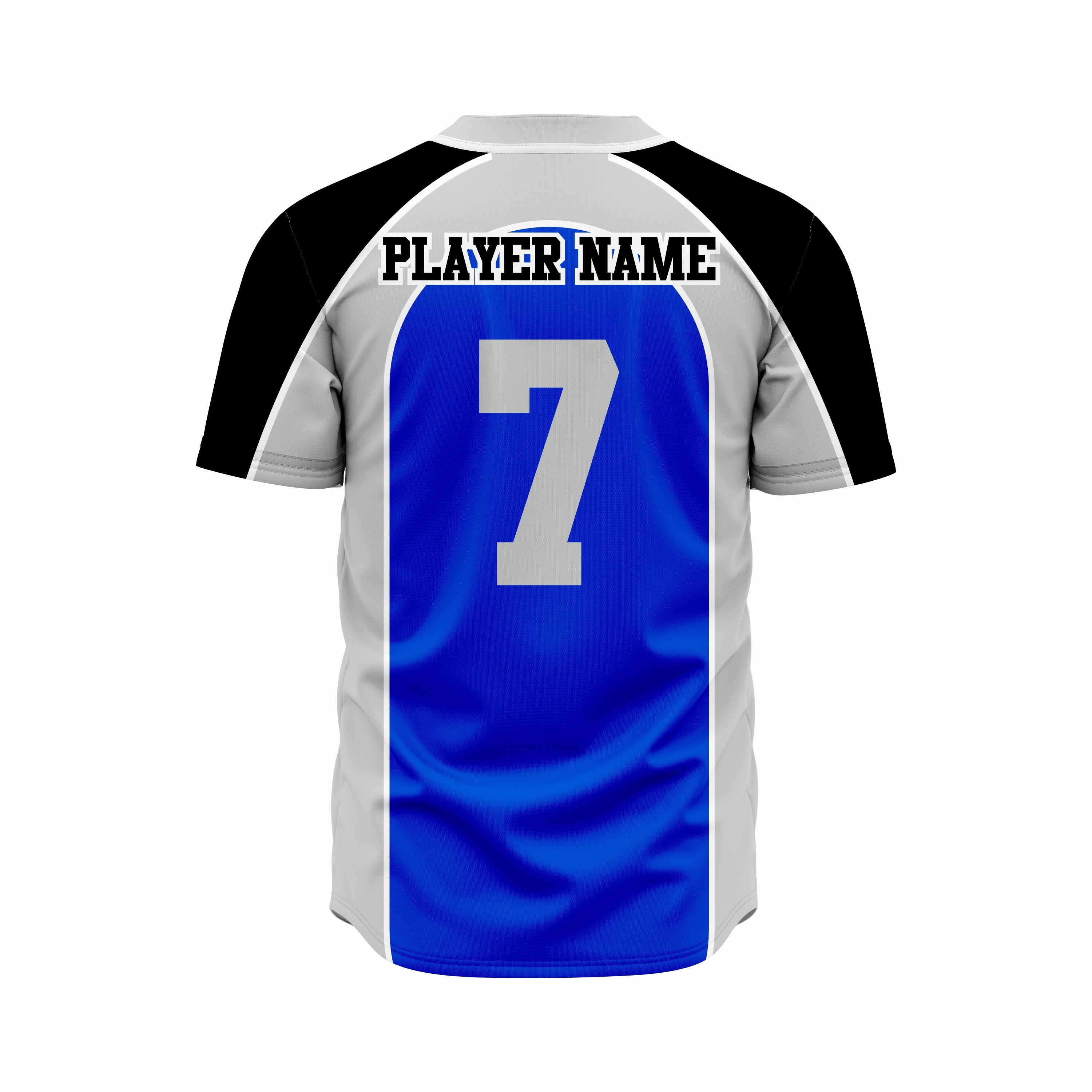 Custom Blue, Grey & Black Authentic Softball full Buttons Jersey