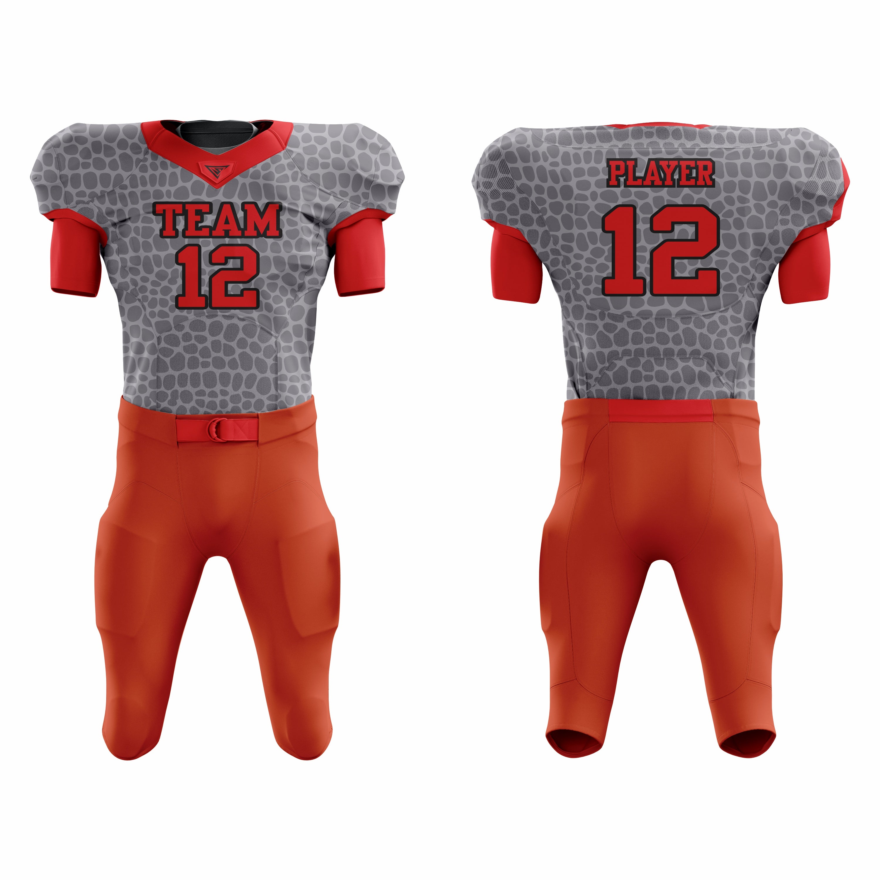 CUSTOM ORANGE GREY AMERICAN FOOTBALL UNIFORM