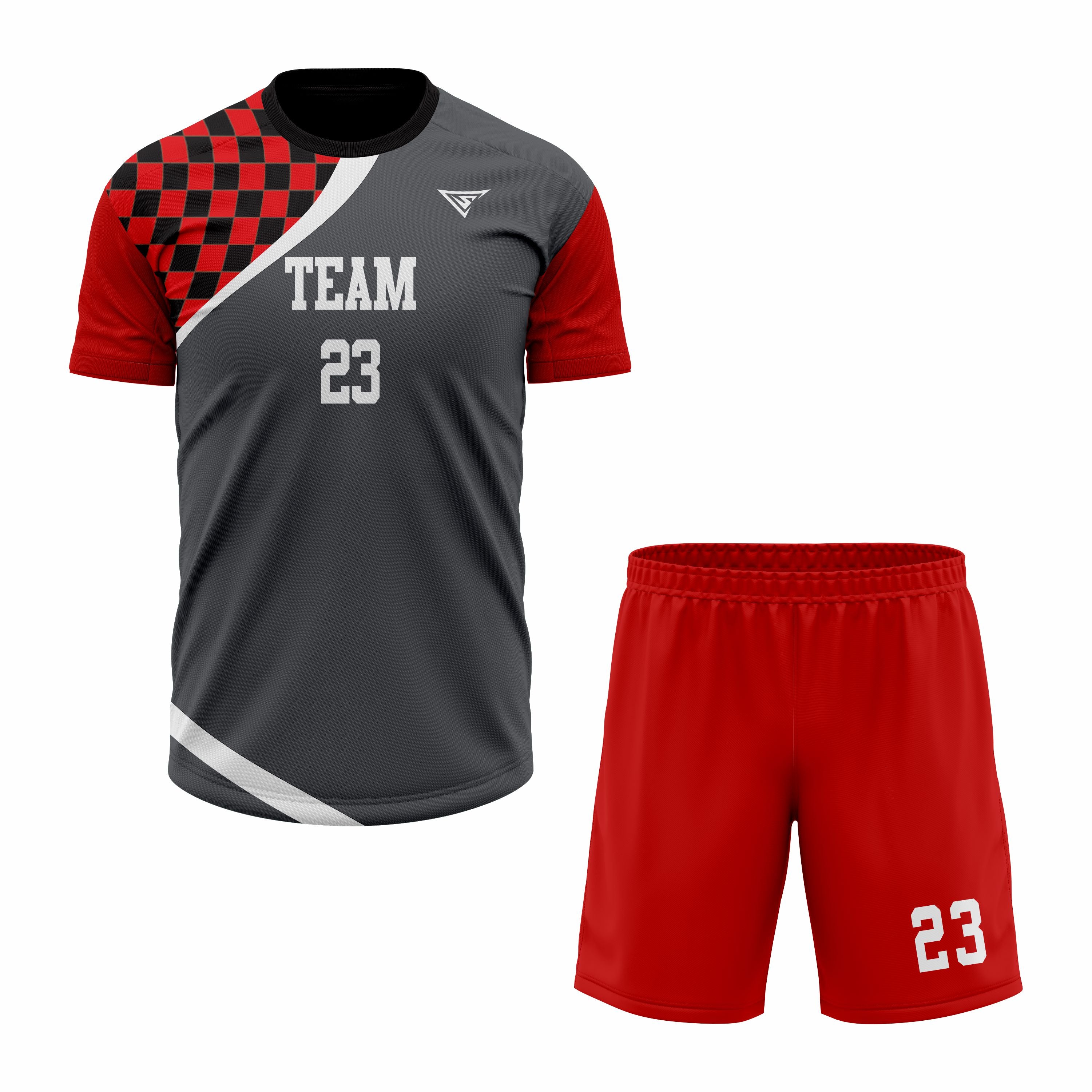 CUSTOM WHITE RED BLACK SOCCER UNIFORM