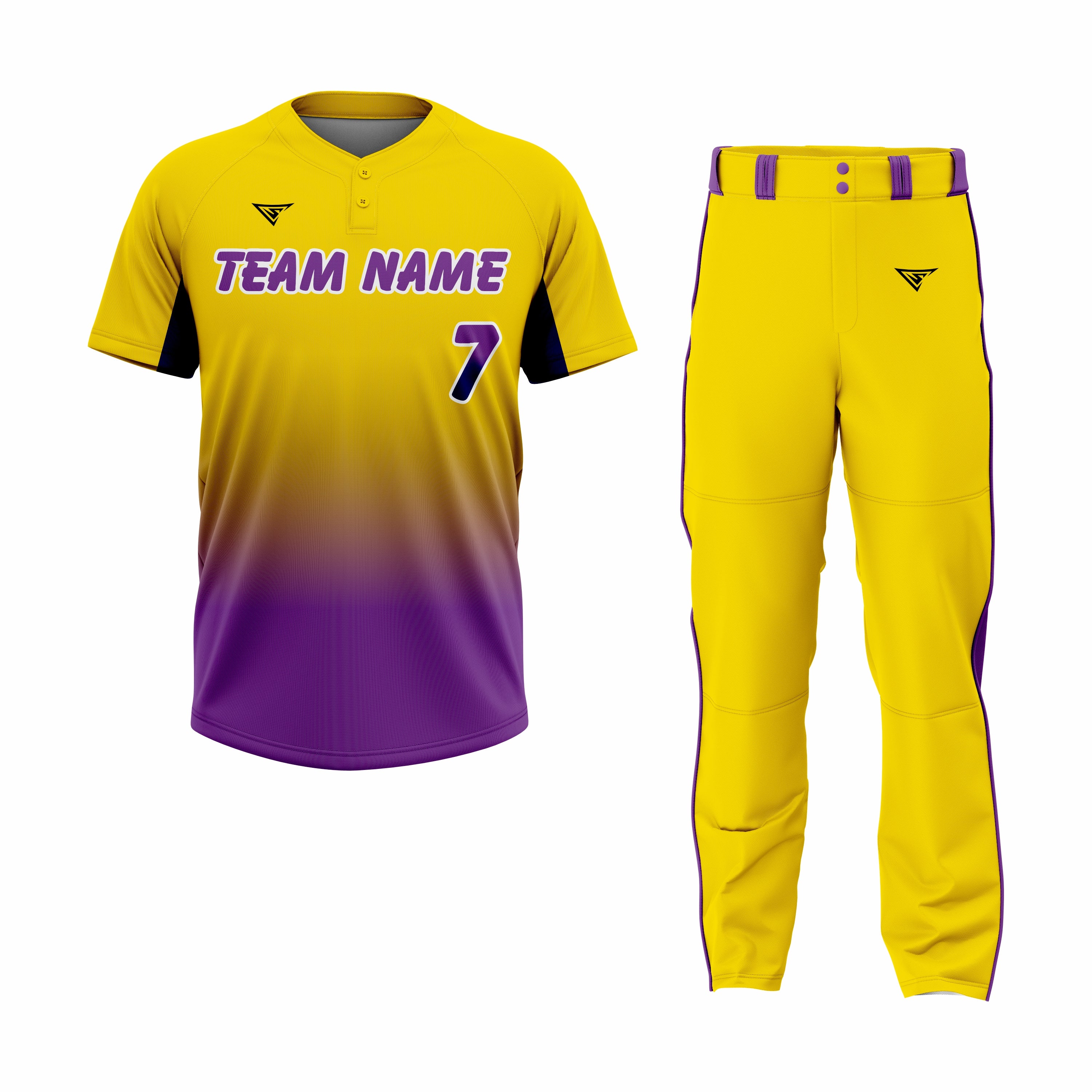 Custom Yellow, Purple & White Authentic Softball Uniform