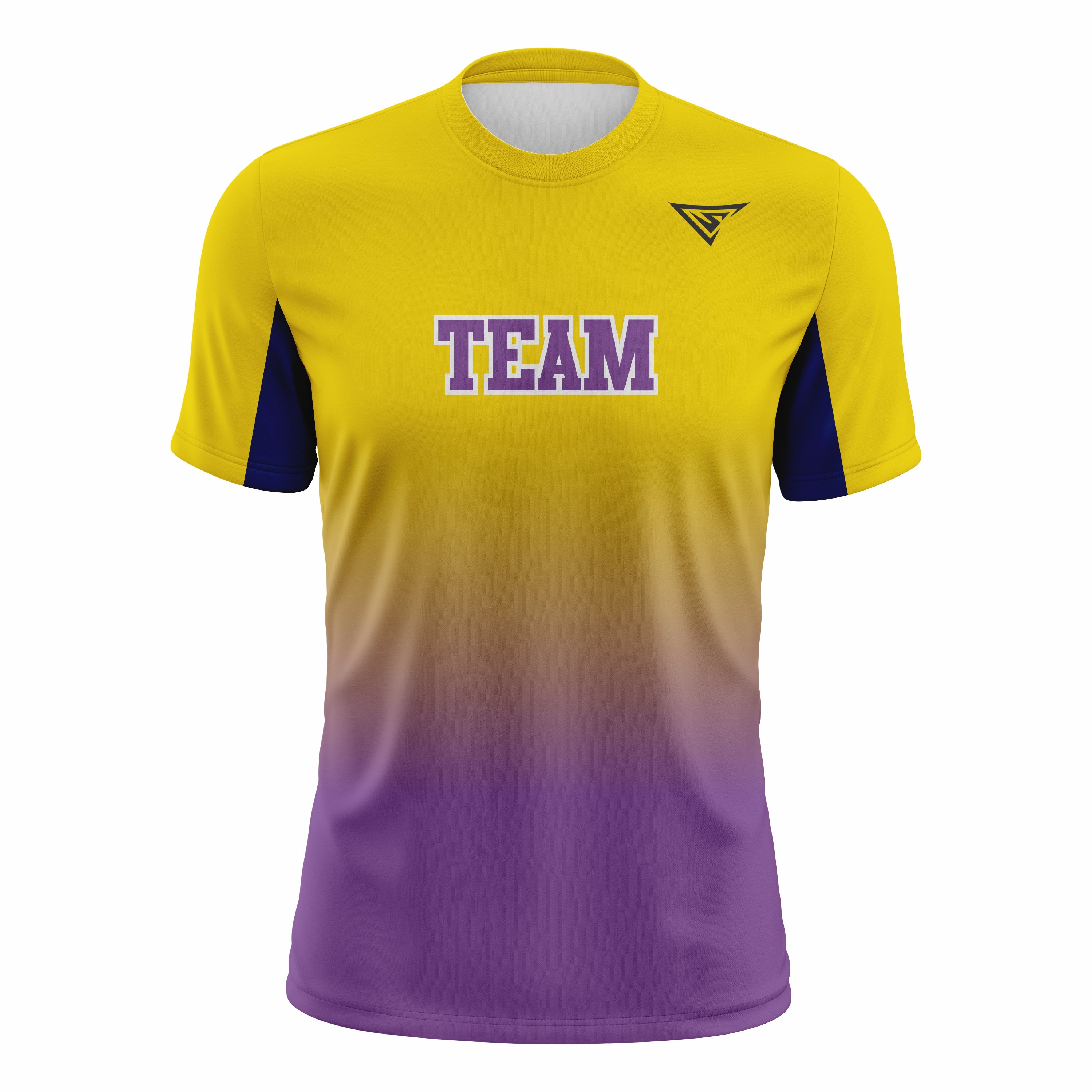Custom Yellow & Purple Crew Neck Softball Jerseys
