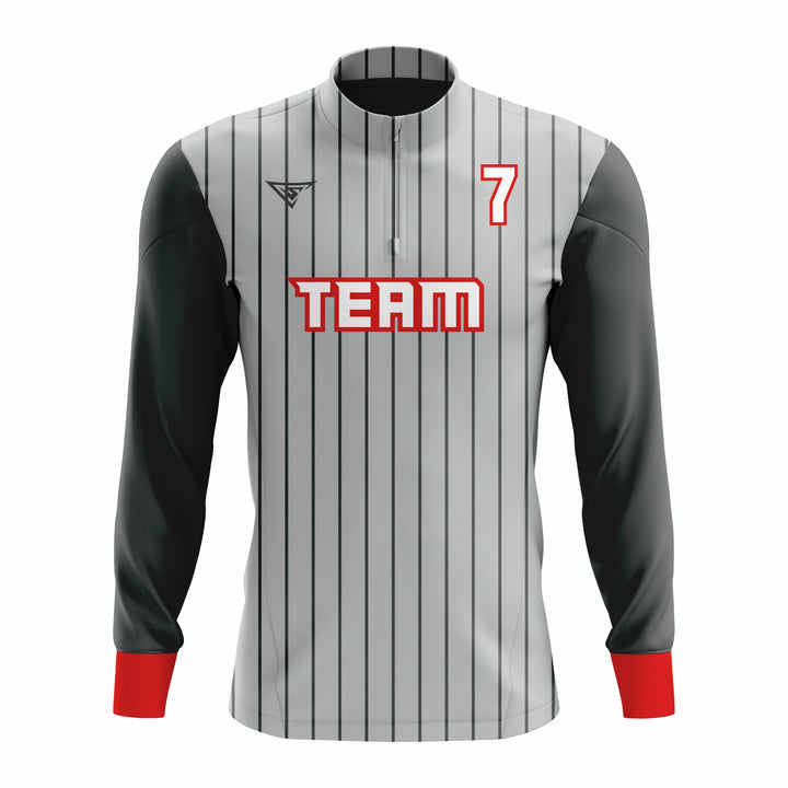 Custom Grey, Black & Red ¼ ZIP LONG SLEEVE CAGE JACKET