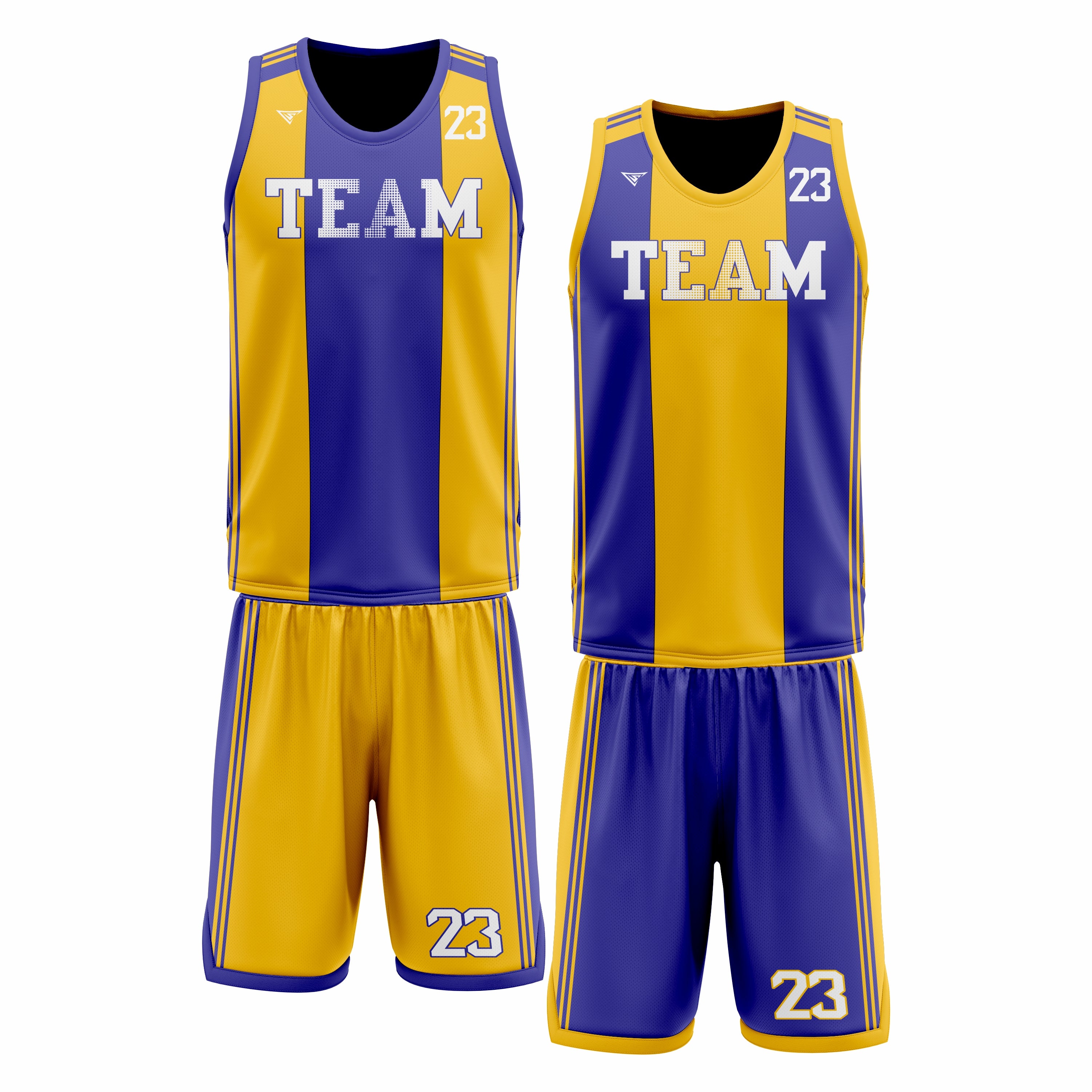 Custom Yellow Blue Double Side Basketball Uniform Set | Sports Custom Uniform