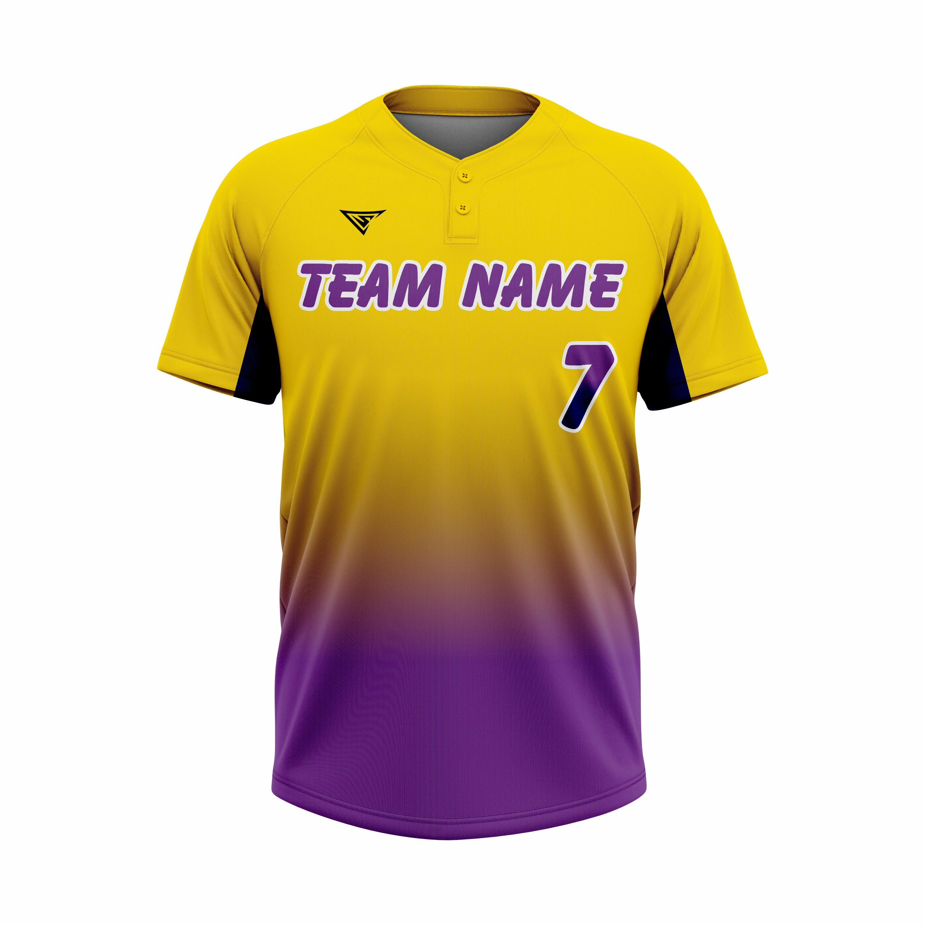 Custom Yellow & Purple Authentic Softball two Buttons Jersey