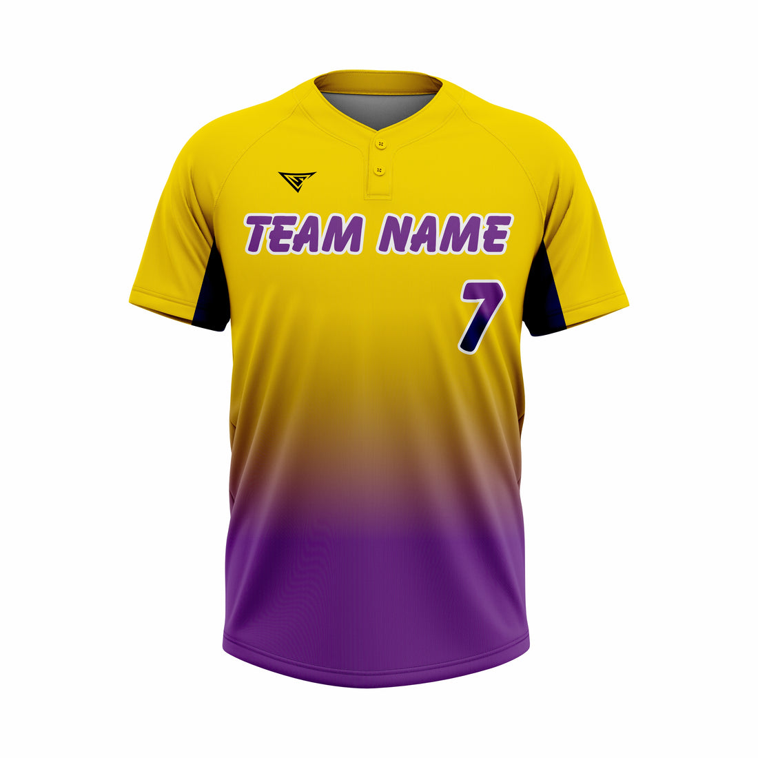 Custom Yellow & Purple Authentic Softball two Buttons Jersey